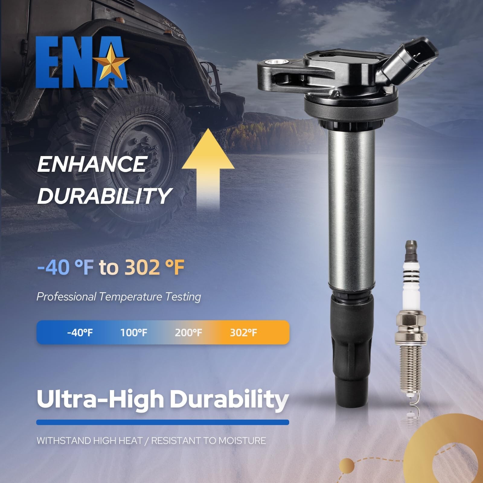 ENA Set of 4 Ignition Coil UF596 Iridium Spark Plug Compatible with 2009 2010…