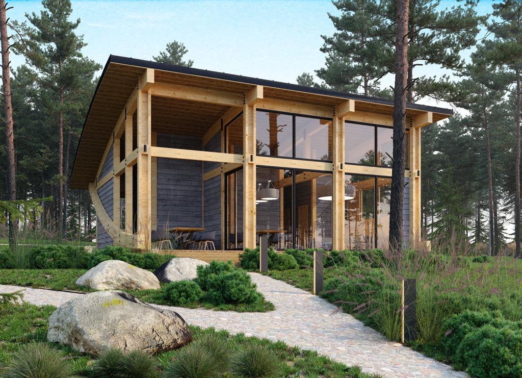 880 sq.ft TIMBER FRAME KIT #TF-82 ONE BEDROOM WOOD PREFAB DIY BUILDING HOUSE 