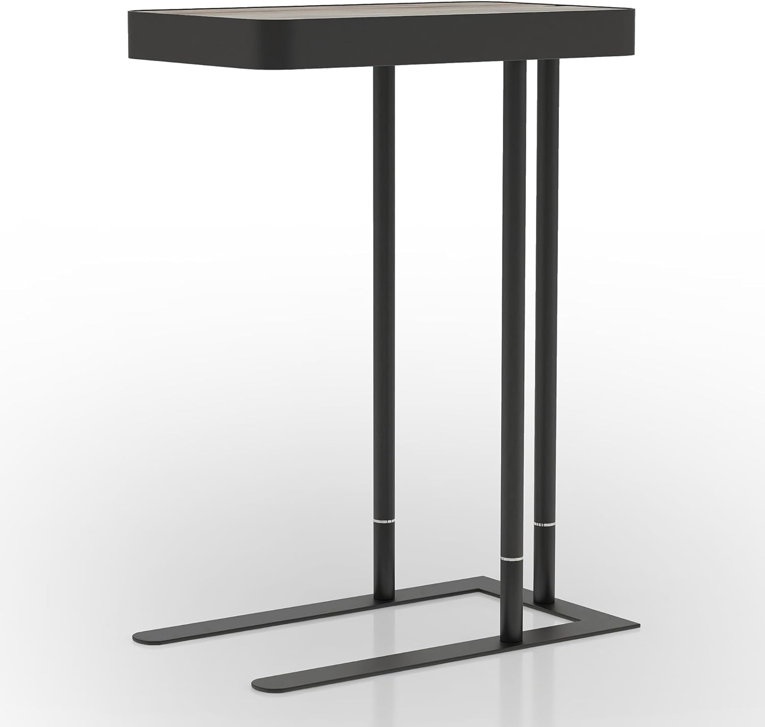 Soren Industrial 20″ C-Shaped Height Adjustable Side Table with Storage