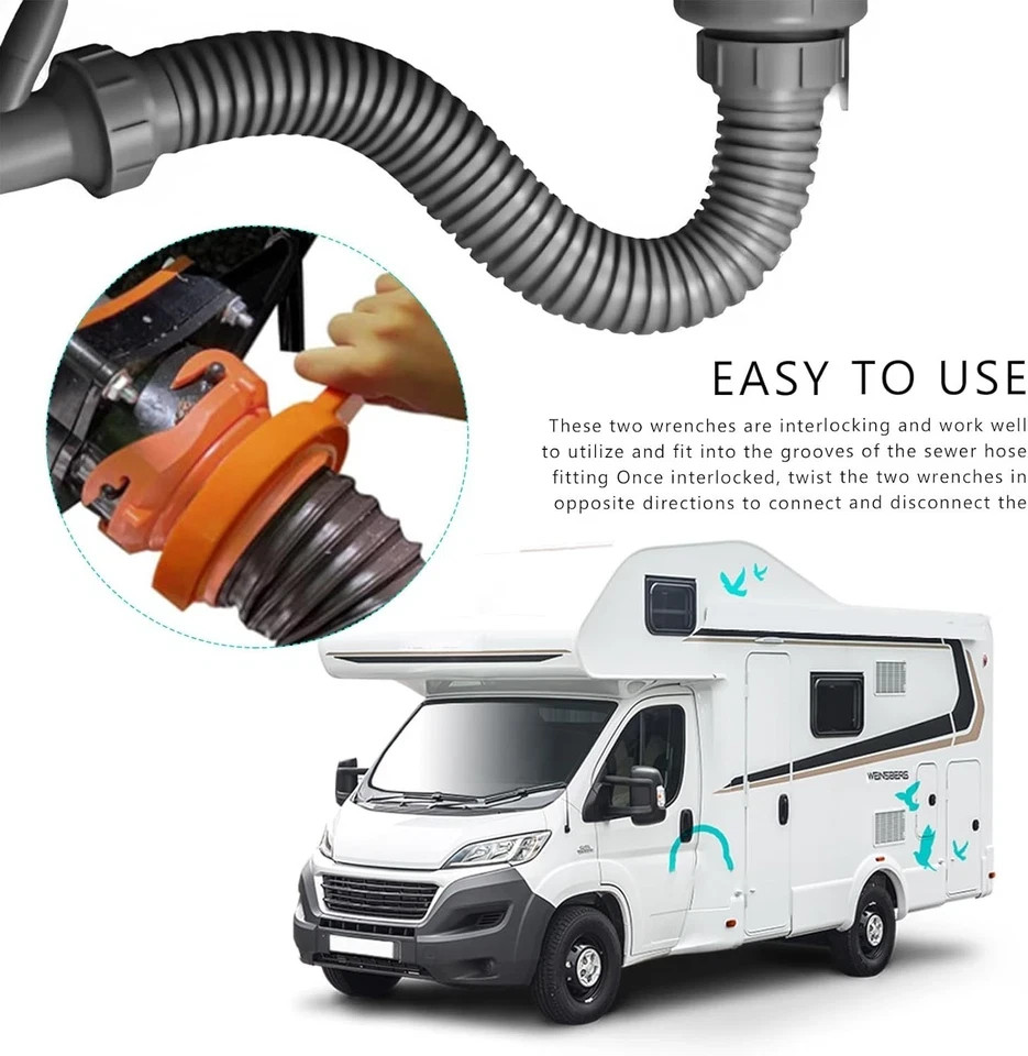 2 PCS RV Sewer Hose Wrench, Multi-Purpose Camper Fitting Orange