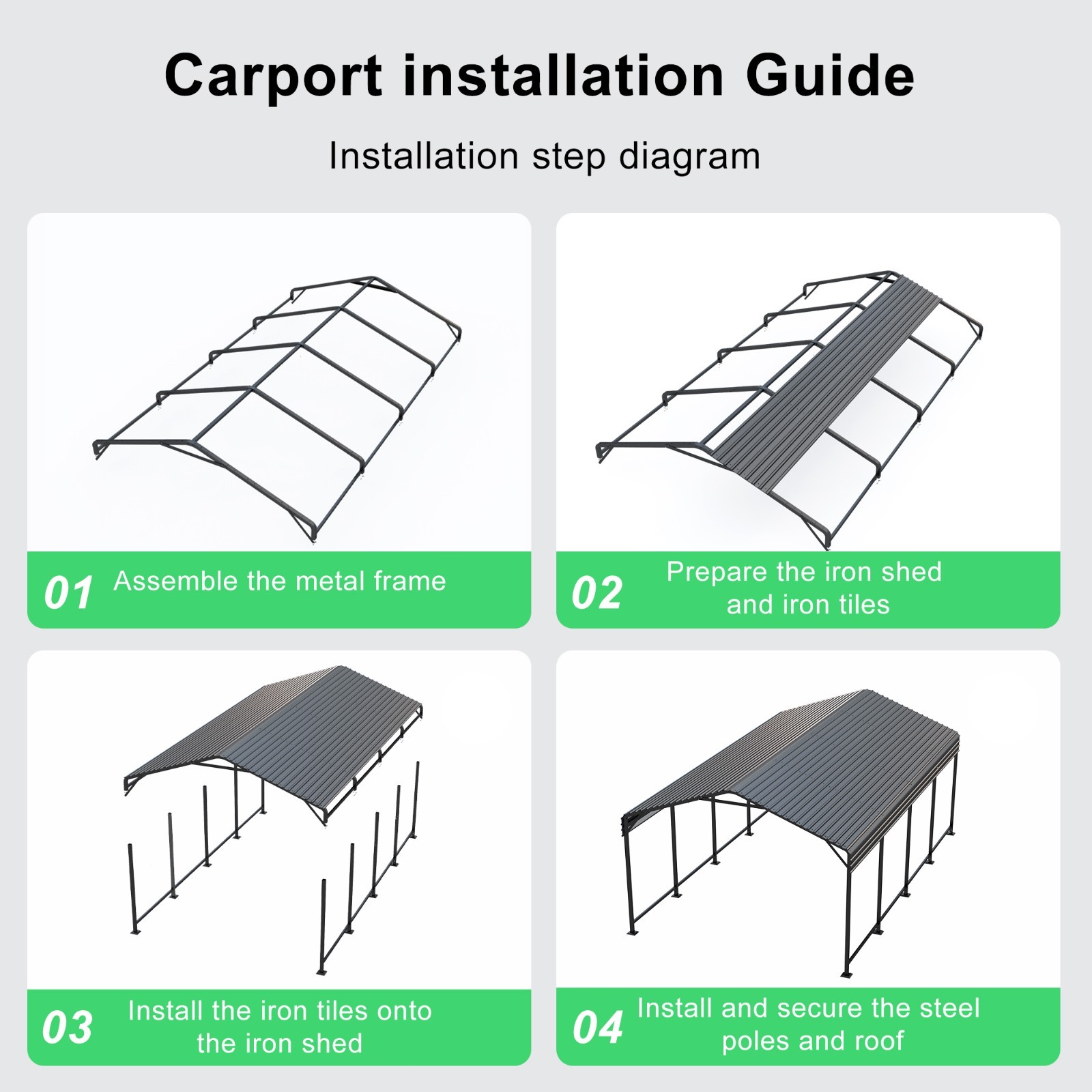 PABIMIA 20×20 FT Heavy-Duty Metal Carport, Outdoor Galvanized Steel Shelter