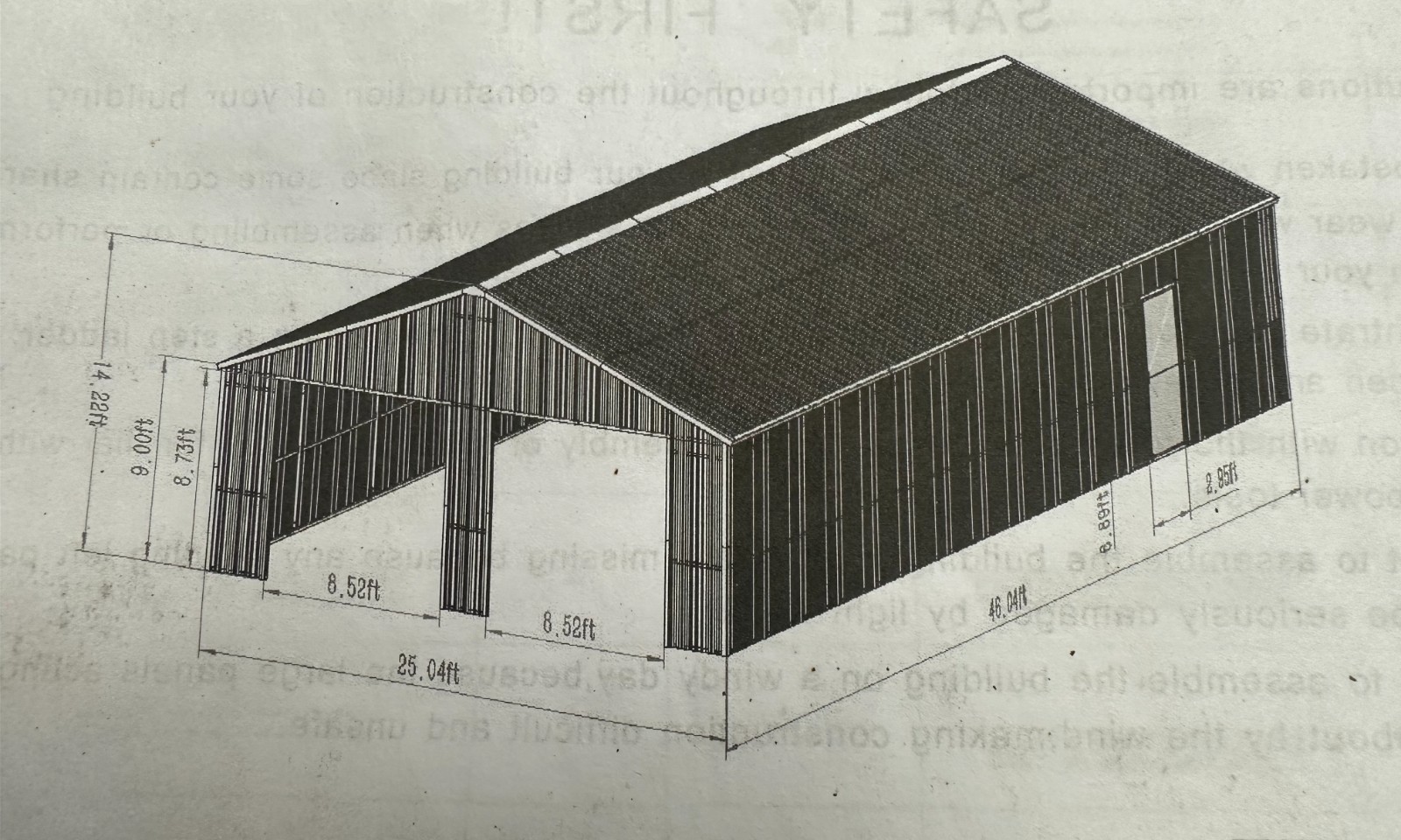 45′ x 25’x 14′ Metal Car Garage/Outdoor Storage Shed/Heavy Duty Galvanized Steel