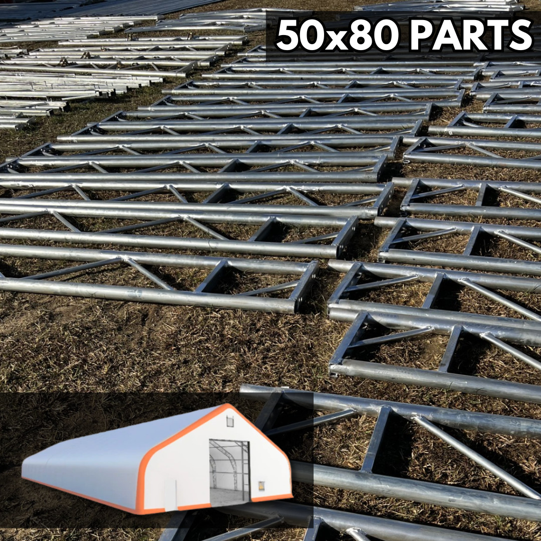50x80x26 DUAL TRUSS *21oz PVC* Canvas Fabric Storage Building Shelter Barn Shop