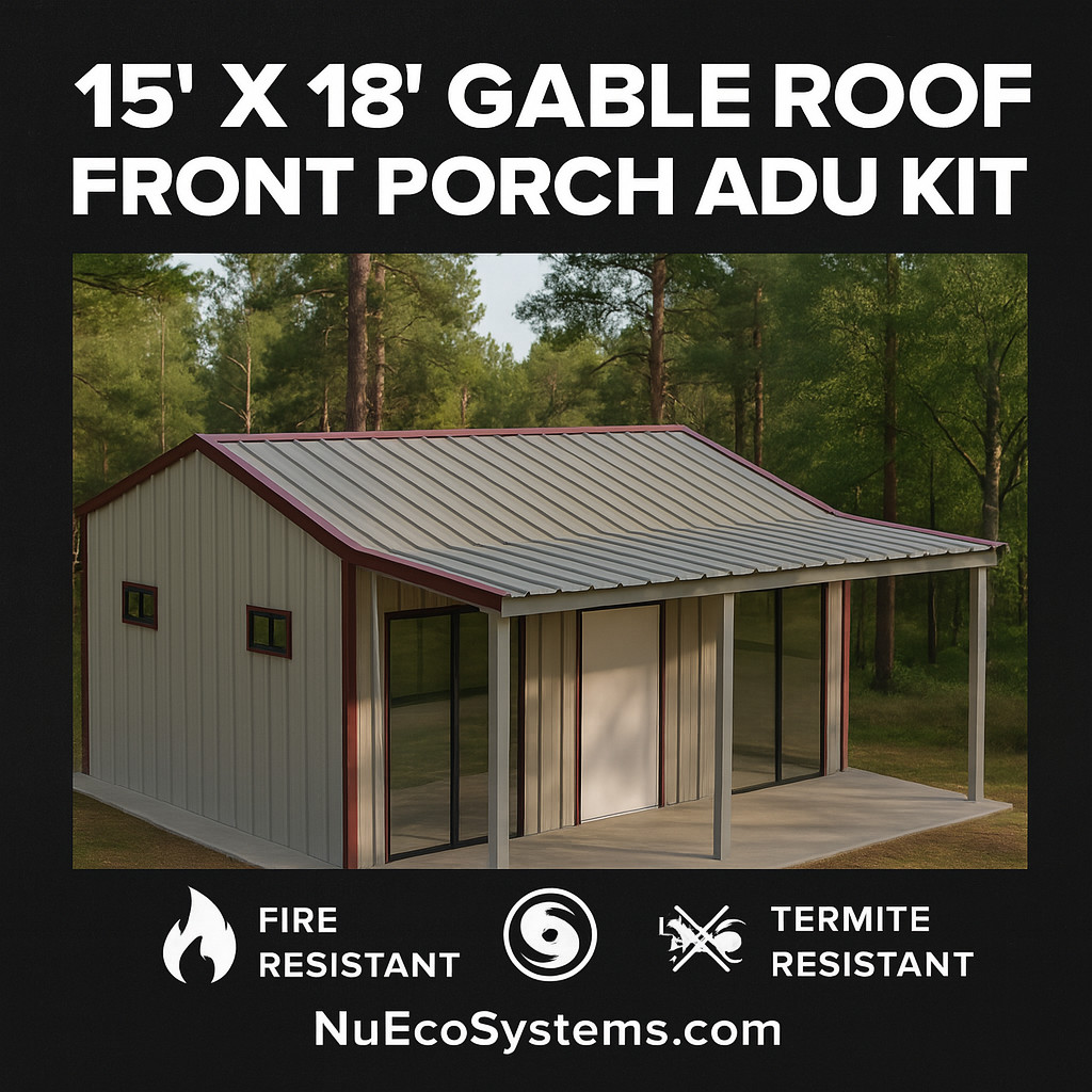Galvanized Steel Backyard Office Granny Flat Tiny Home Kit Front Porch