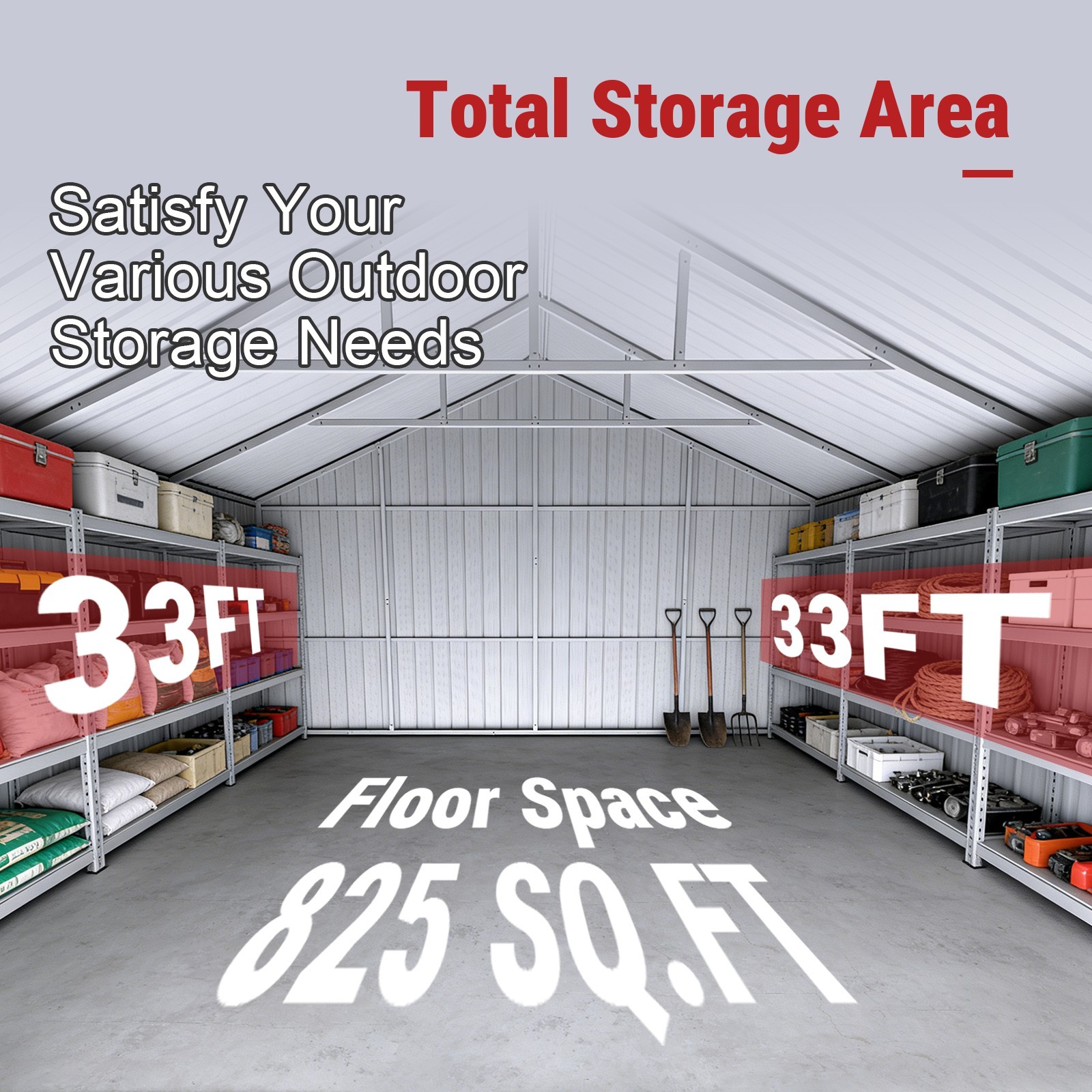 33FT x 25FT Metal Garage Barn – Reinforced Steel Structure with Dual Doors