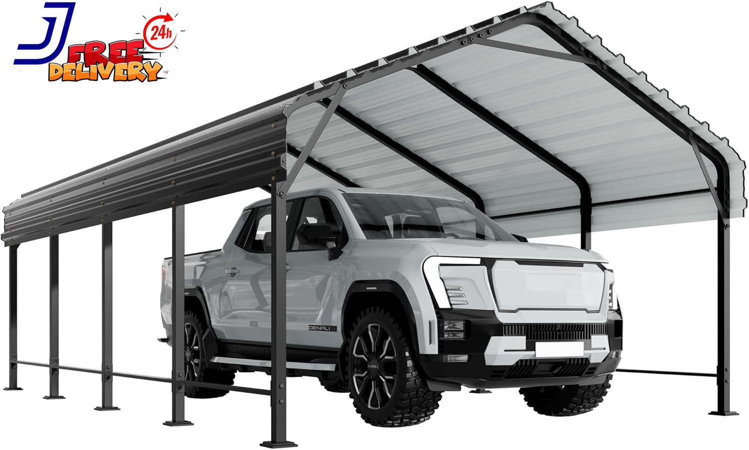 12X20 FT Metal Carport Oversized Carport Garage w/Enhanced Base Outdoor Car Shel