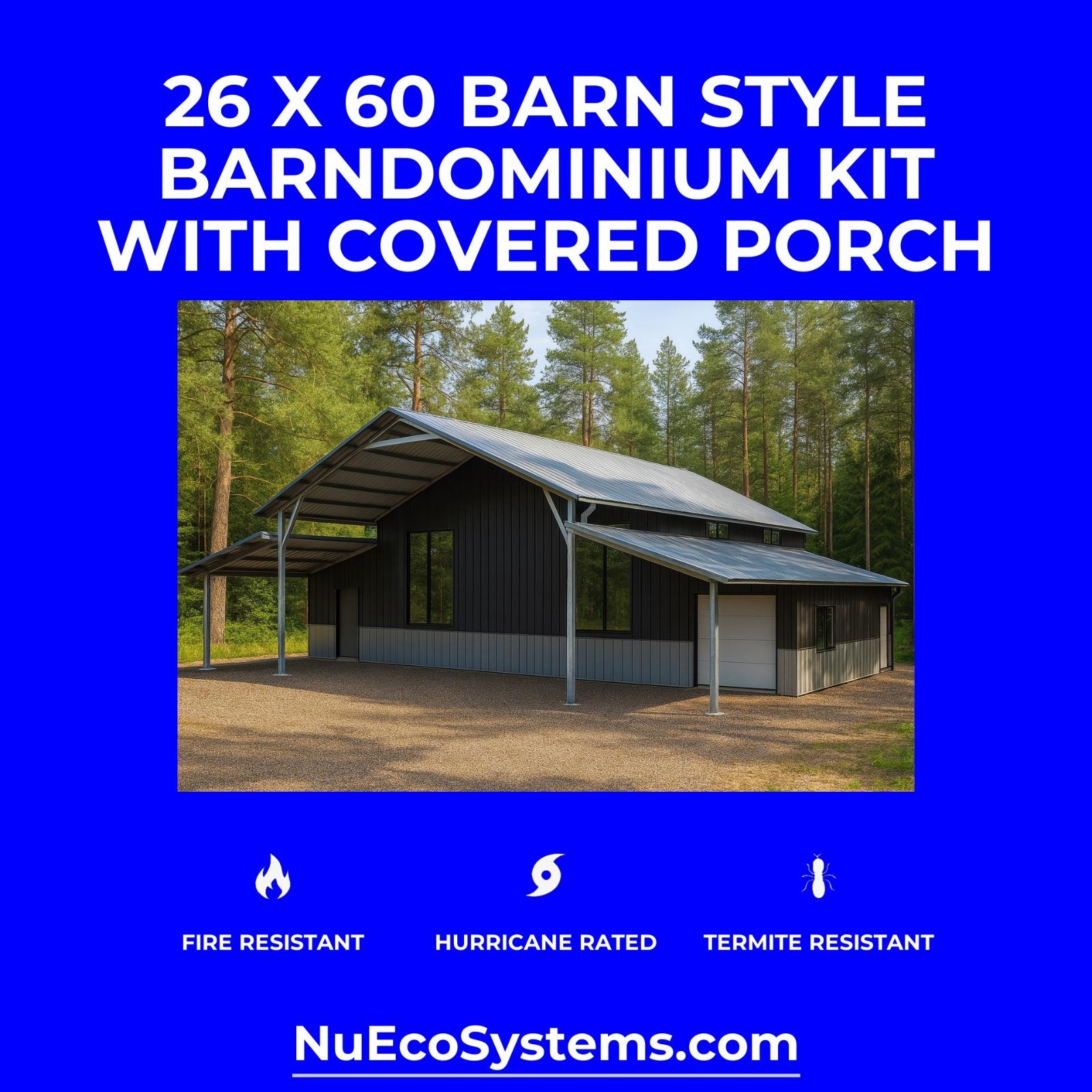 18 X 40 HURRICANE RATED 2 Story Single Slope Galvanized Steel Barndominium Kit