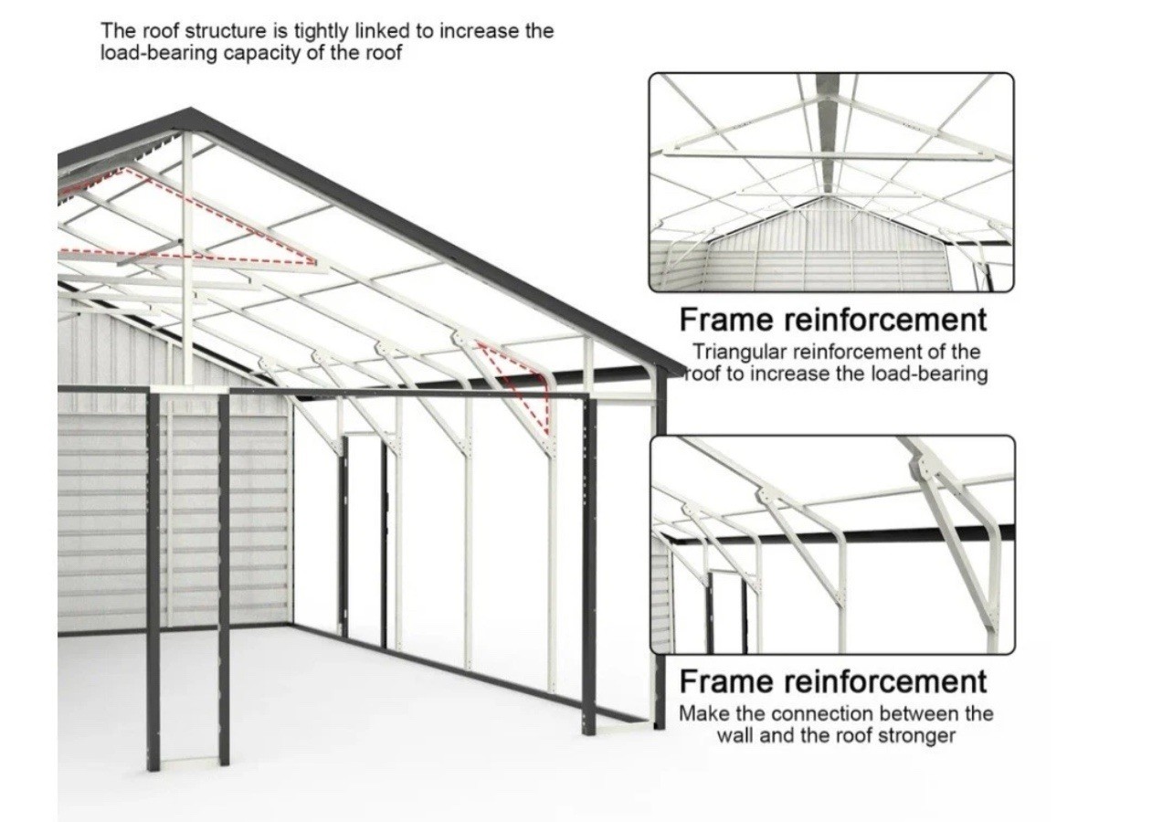 33′ x 25′ x 14′ Metal Car Garage/Outdoor Storage Shed/Heavy-Duty Steel Barn