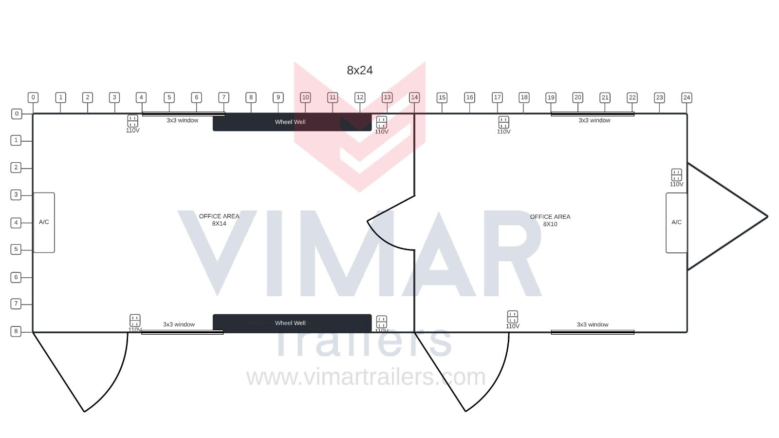 8×24 New Mobile Modular Jobsite Office Trailer, Custom Trailer Mfr. 8×20 8×22