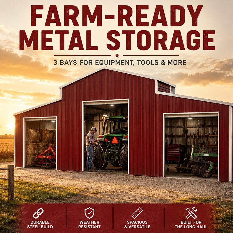 42’x30’x15′ Metal Garage Shed Barn Outdoor Storage Heavy Duty Galvanized Steel