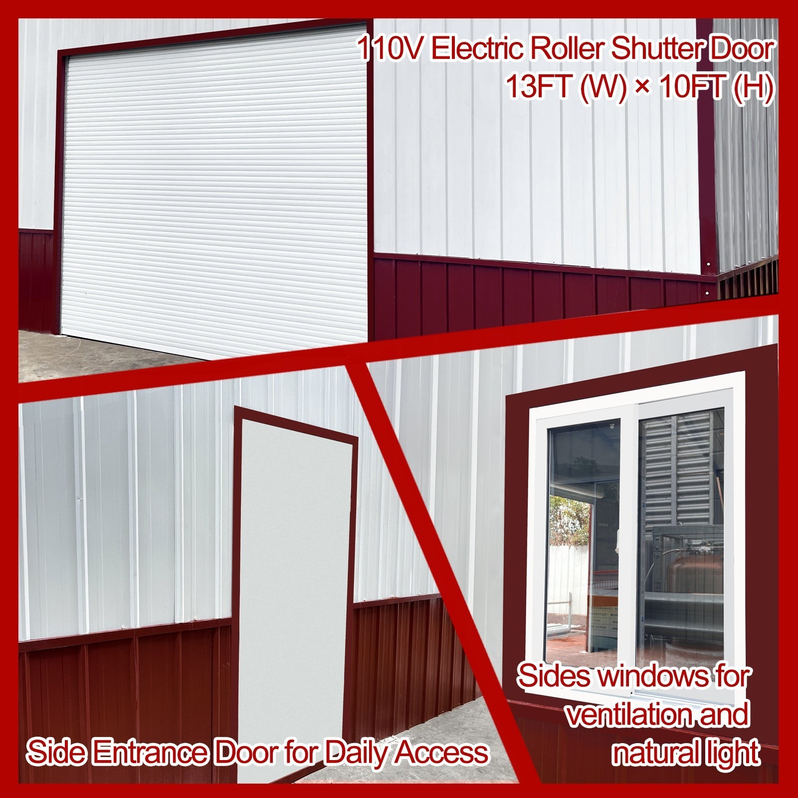 51x31FT Metal Barn Garage Workshop w/ Roll-Up Door for Farm & Storage