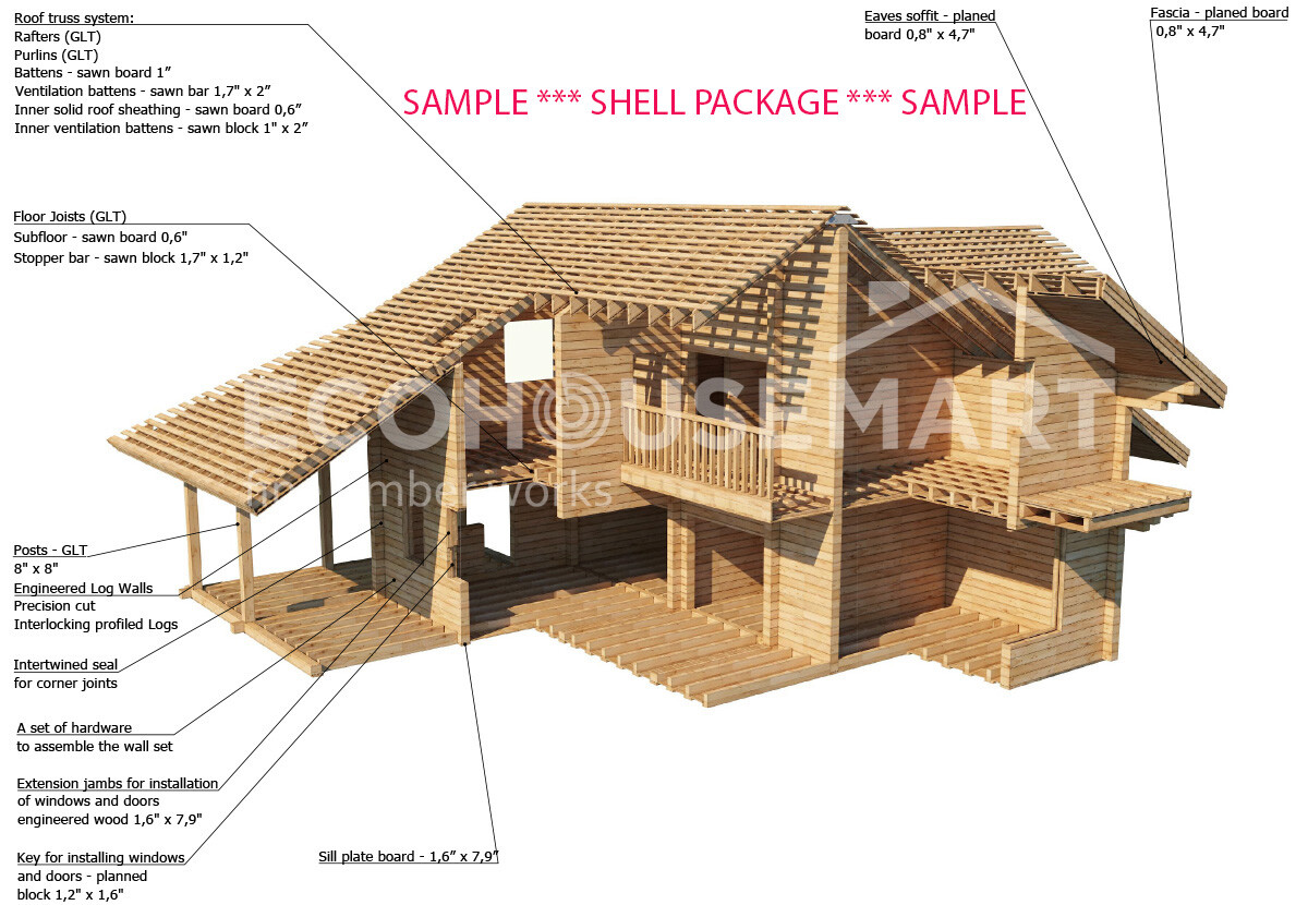 LOG HOUSE KIT #LH-105 ECO FRIENDLY WOOD PREFAB DIY BUILDING CABIN HOME MODULAR