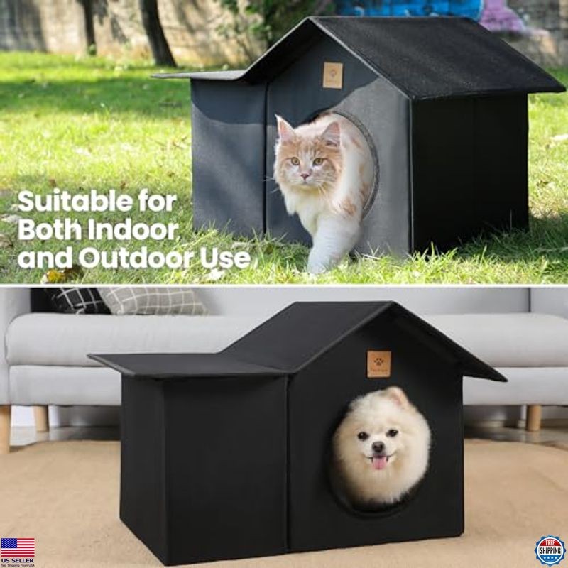 Weatherproof Insulated Outdoor Cat House – Durable Waterproof Fabric & Design