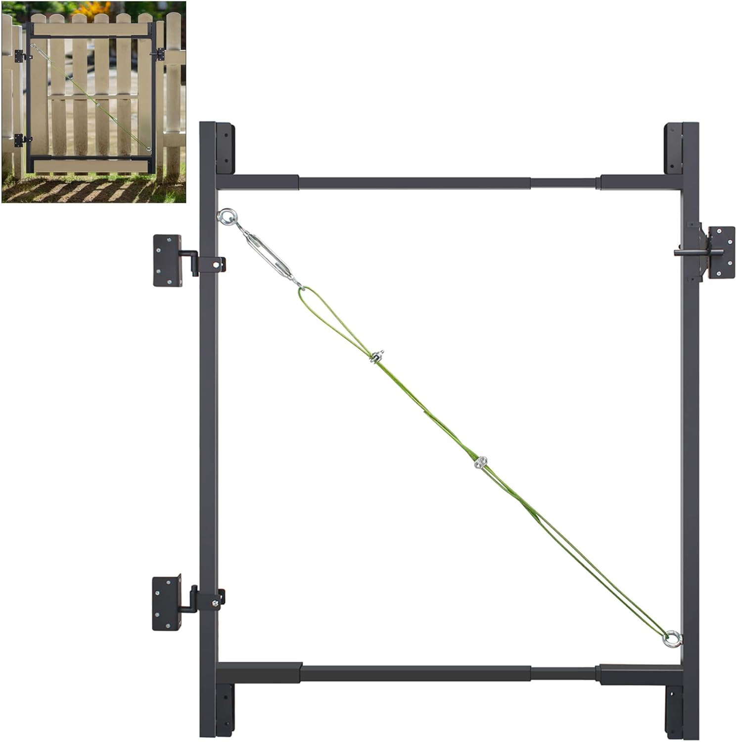 DIY Adjustable Steel Frame Gate Kit for 4-5 Ft Fences, 36-72″ Wide