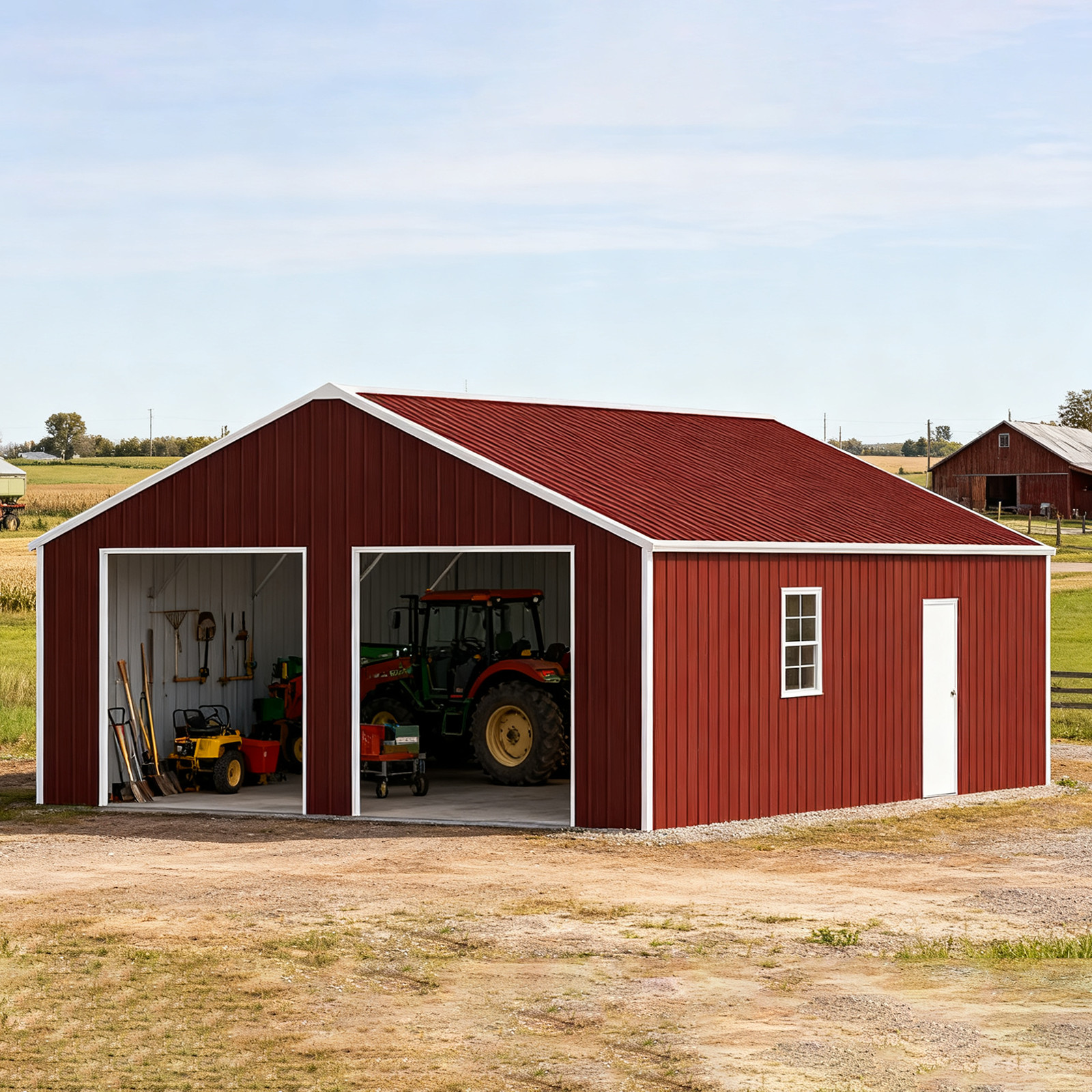 22’x23′ Outdoor Barn Shed Metal Garage Heavy Duty Galvanized Steel Storage Shed