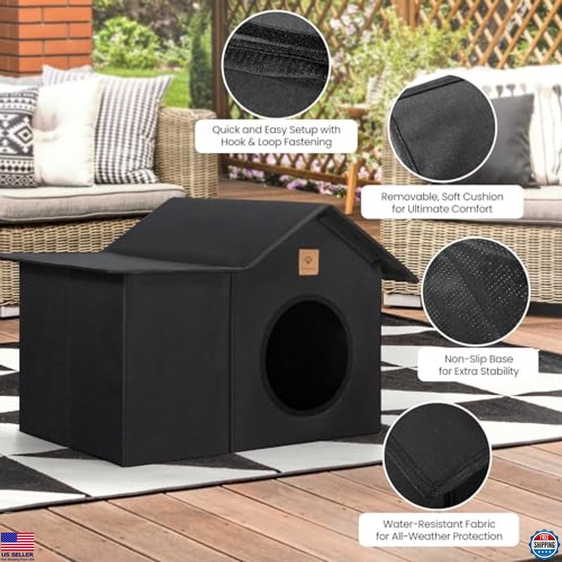 Weatherproof Insulated Outdoor Cat House – Durable Waterproof Fabric & Design