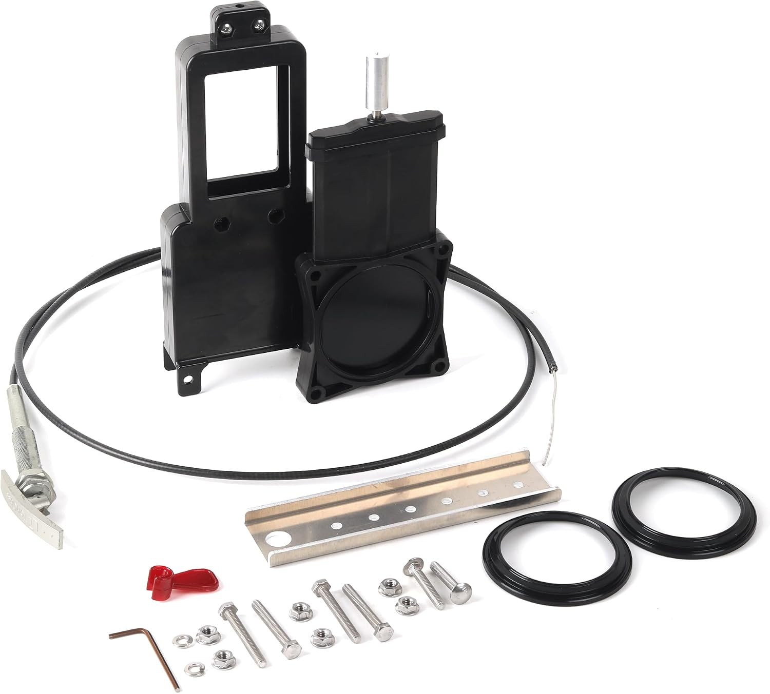 3 Inch RV Waste Valve with 72 Inch Cable Handle Kit, Bulkhead Mount Folding T-Ha