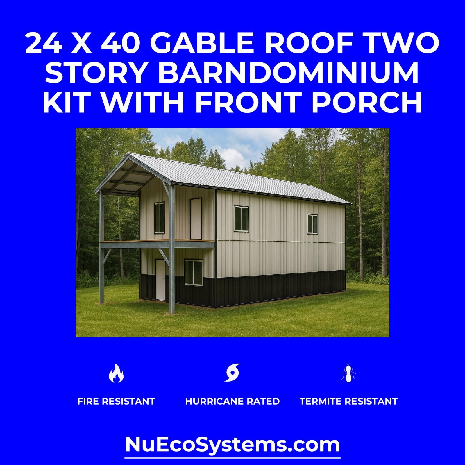 20 X 50 FLORIDA HURRICANE RATED 2 Story Leanto Galvanized Steel Barndominium Kit