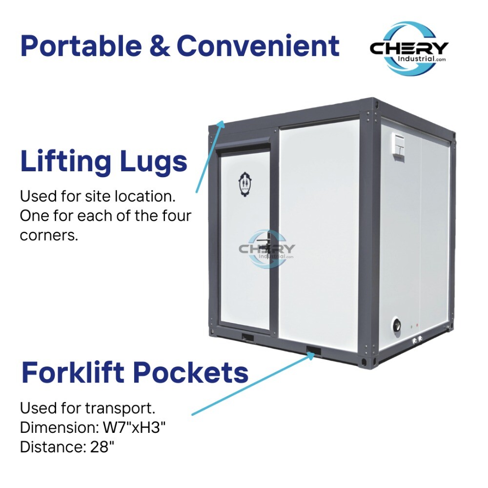 Portable Restroom Bathroom Mobile Toilet w/Shower Upgrade Acrylic Fanshaped Door