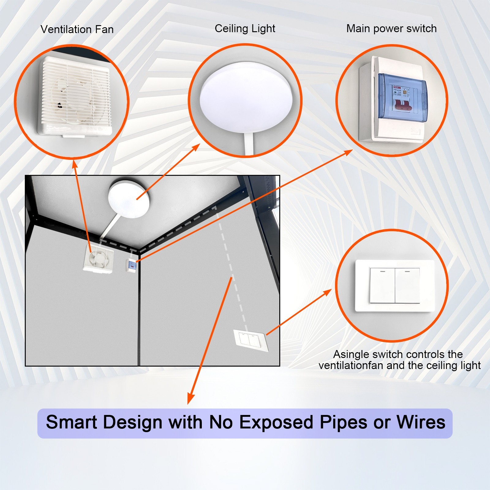 Two-Person Restroom Mobile Toilet Cabin Outdoor Restroom w/ Light Sink Vent Fan