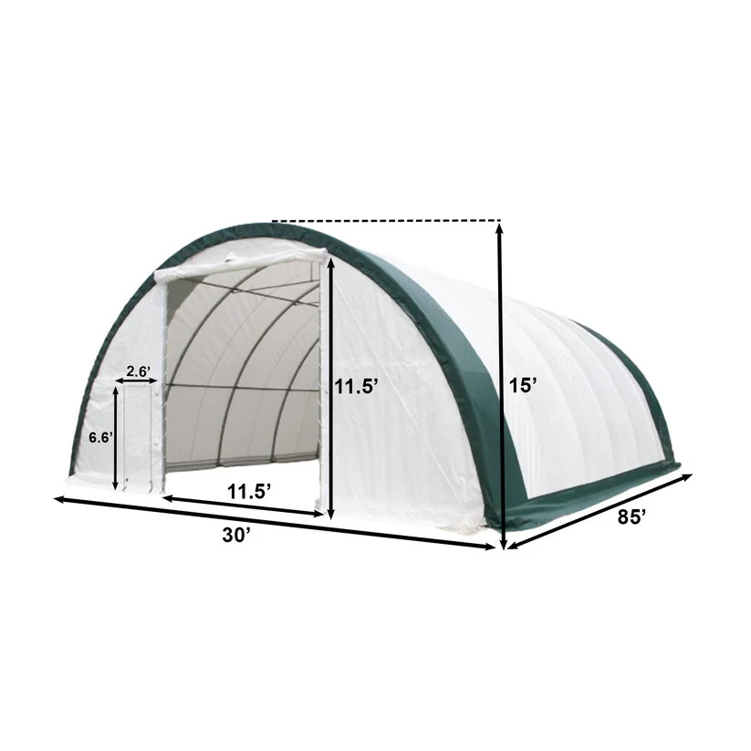 30’x85’x15′ Single Truss Storage Shelter 11oz PE Fabric Hoop Building