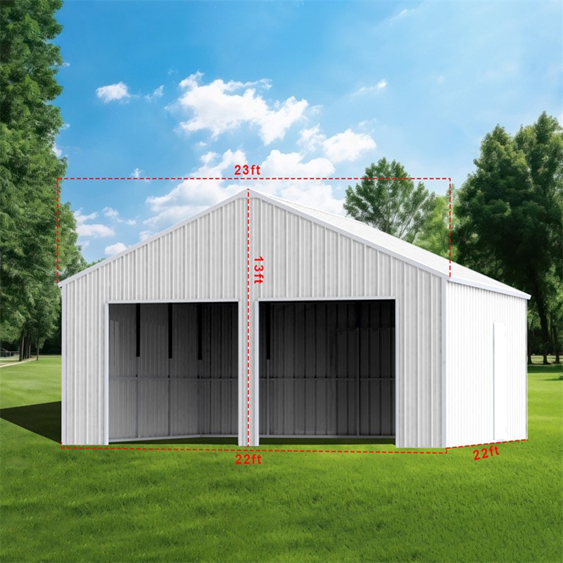 22’x23’x13′ Outdoor Barn Shed Garage Heavy Duty Galvanized Steel Storage Shed