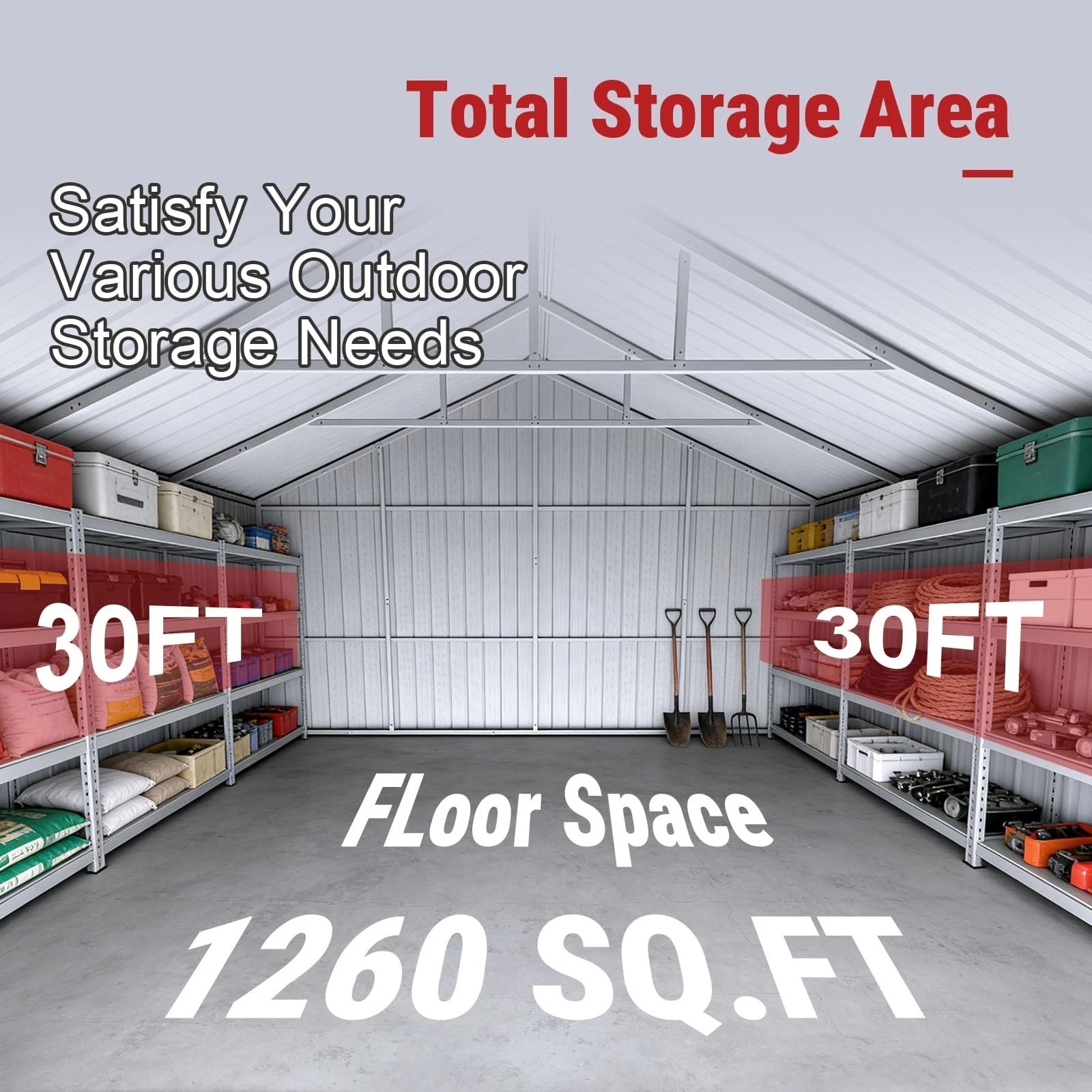 42x30x15′ Metal Car Garage Outdoor Storage Shed Galvanized Steel Barn USA Stock