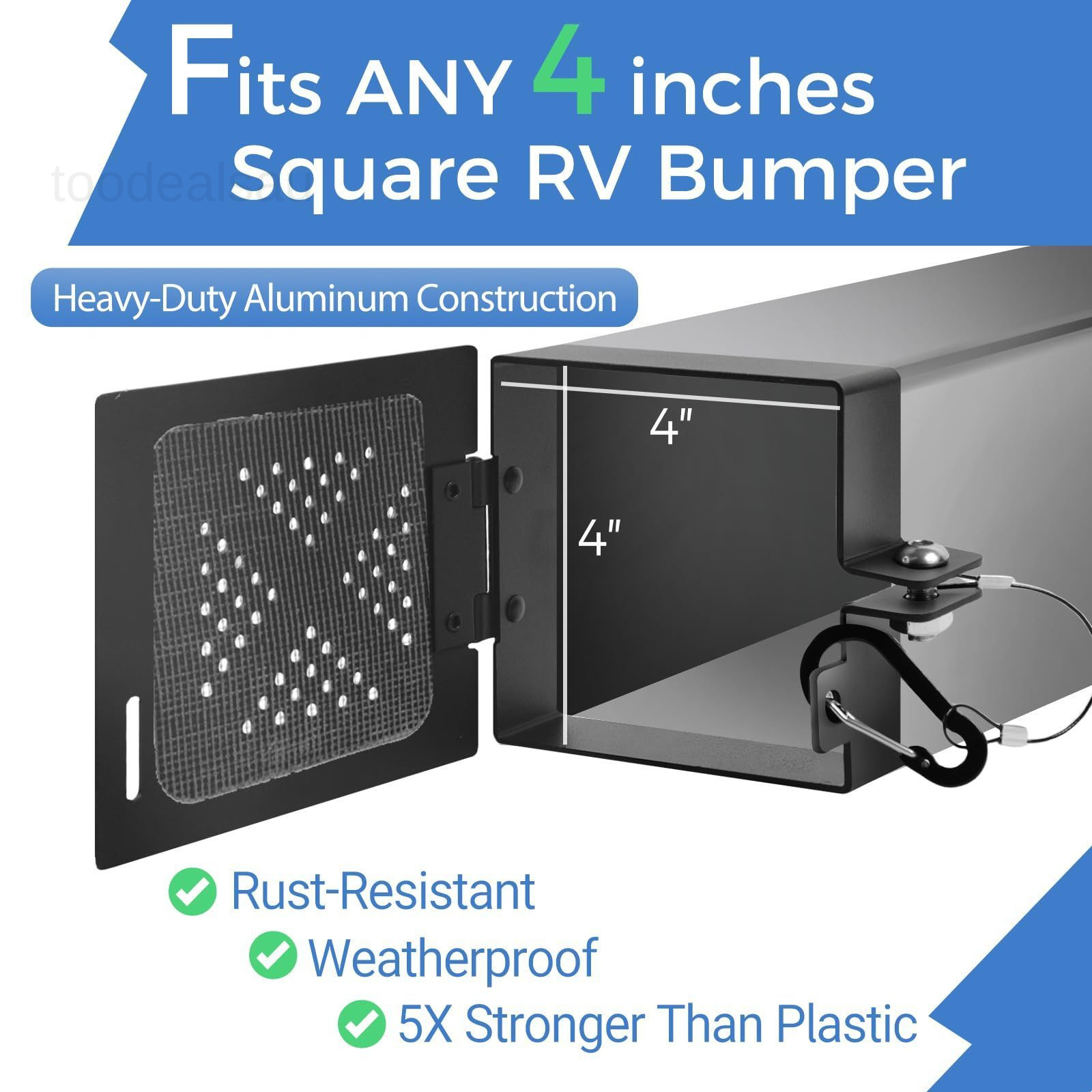 2 Pack Aluminum RV Bumper Fit for standard 4“ square bumper, Black
