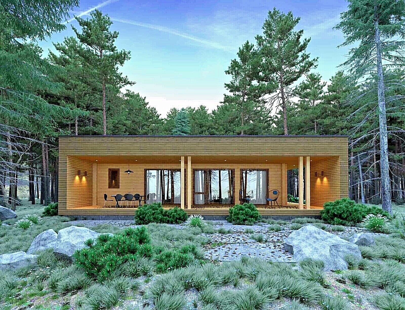 LOG HOUSE KIT #LH-104 ECO FRIENDLY WOOD PREFAB DIY BUILDING CABIN HOME MODULAR
