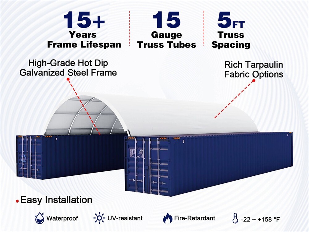 20’x40’x6.6′ 18 oz PVC Canvas Fabric Building Shipping Container Canopy Shelter