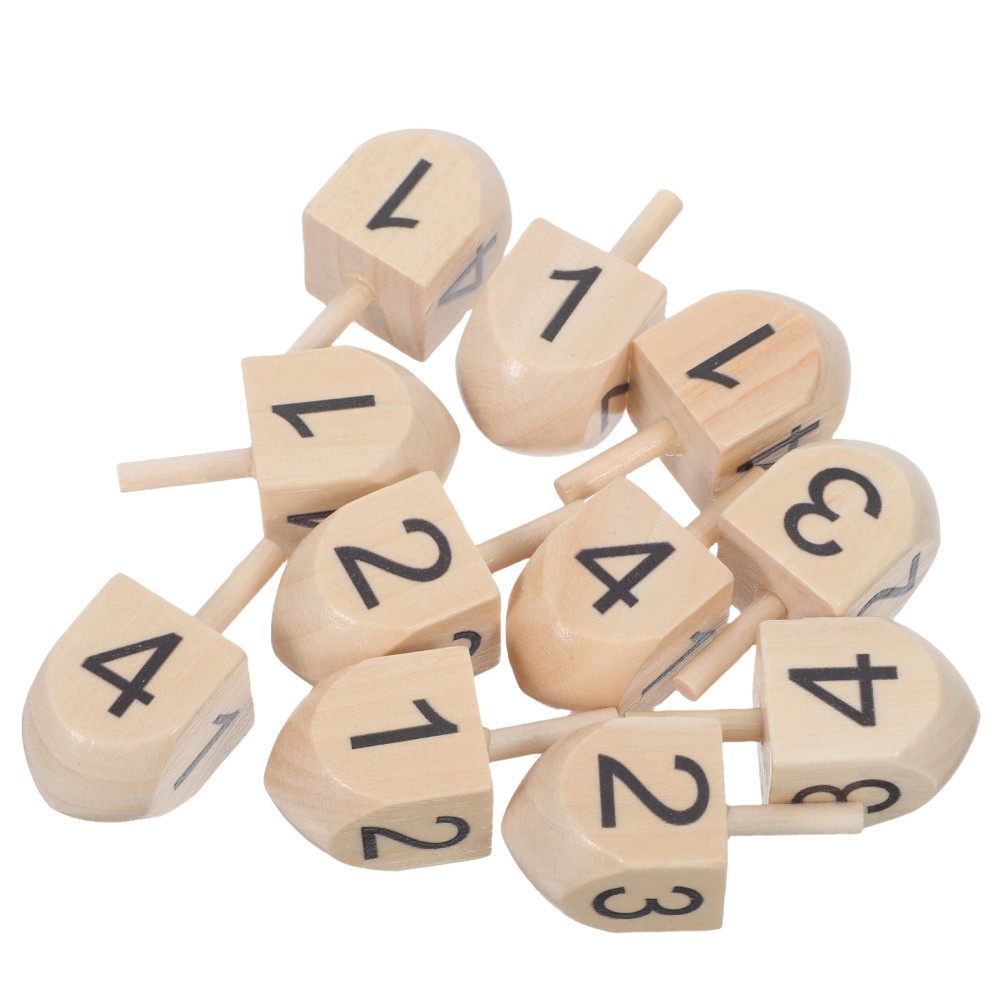 10 Pcs Festive Wooden Top Dreidel Paint Blank Ornaments for Crafting