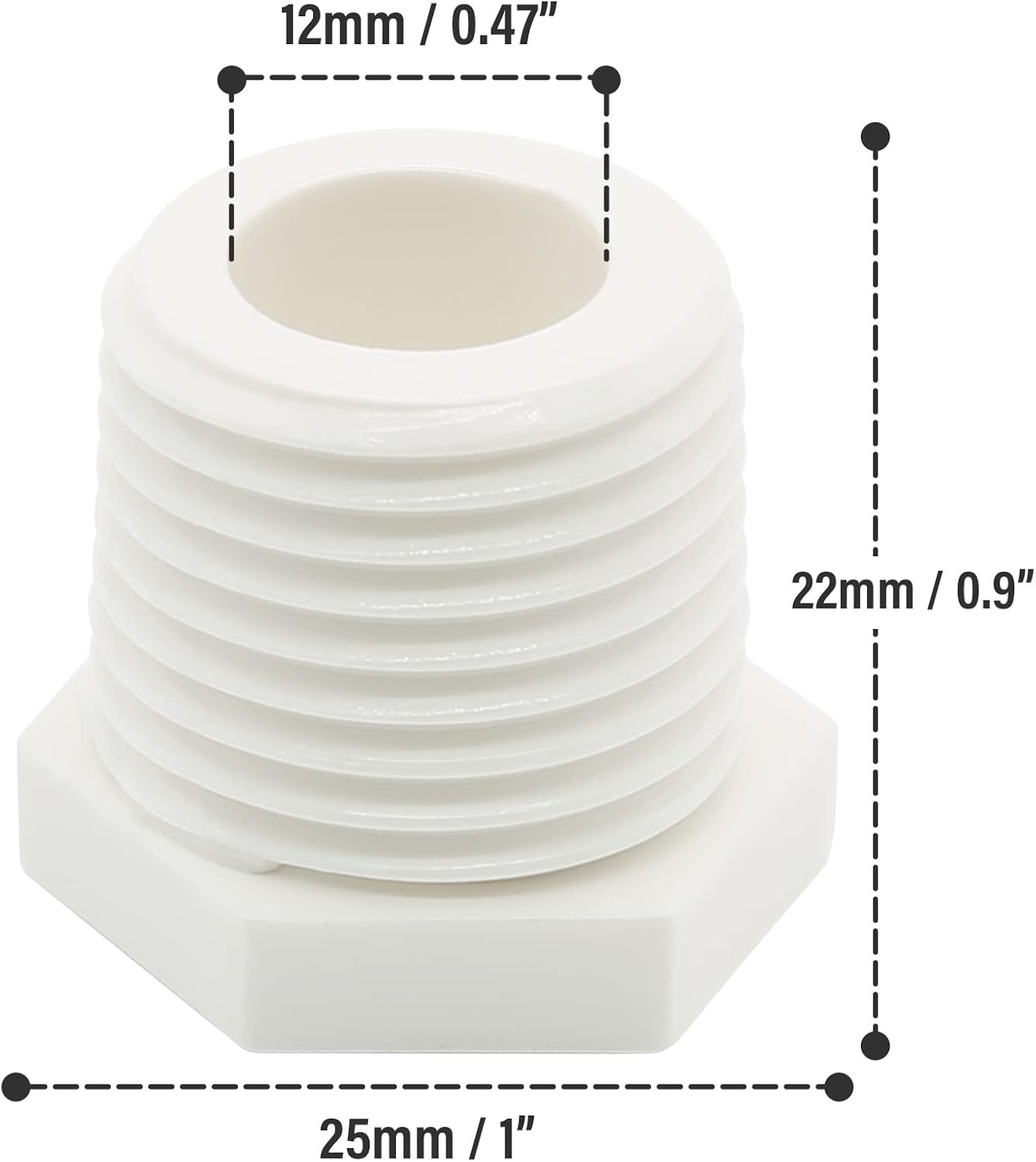 12 PCS Water Heater Drain Plug, 1/2 Inch NPT White Plastic