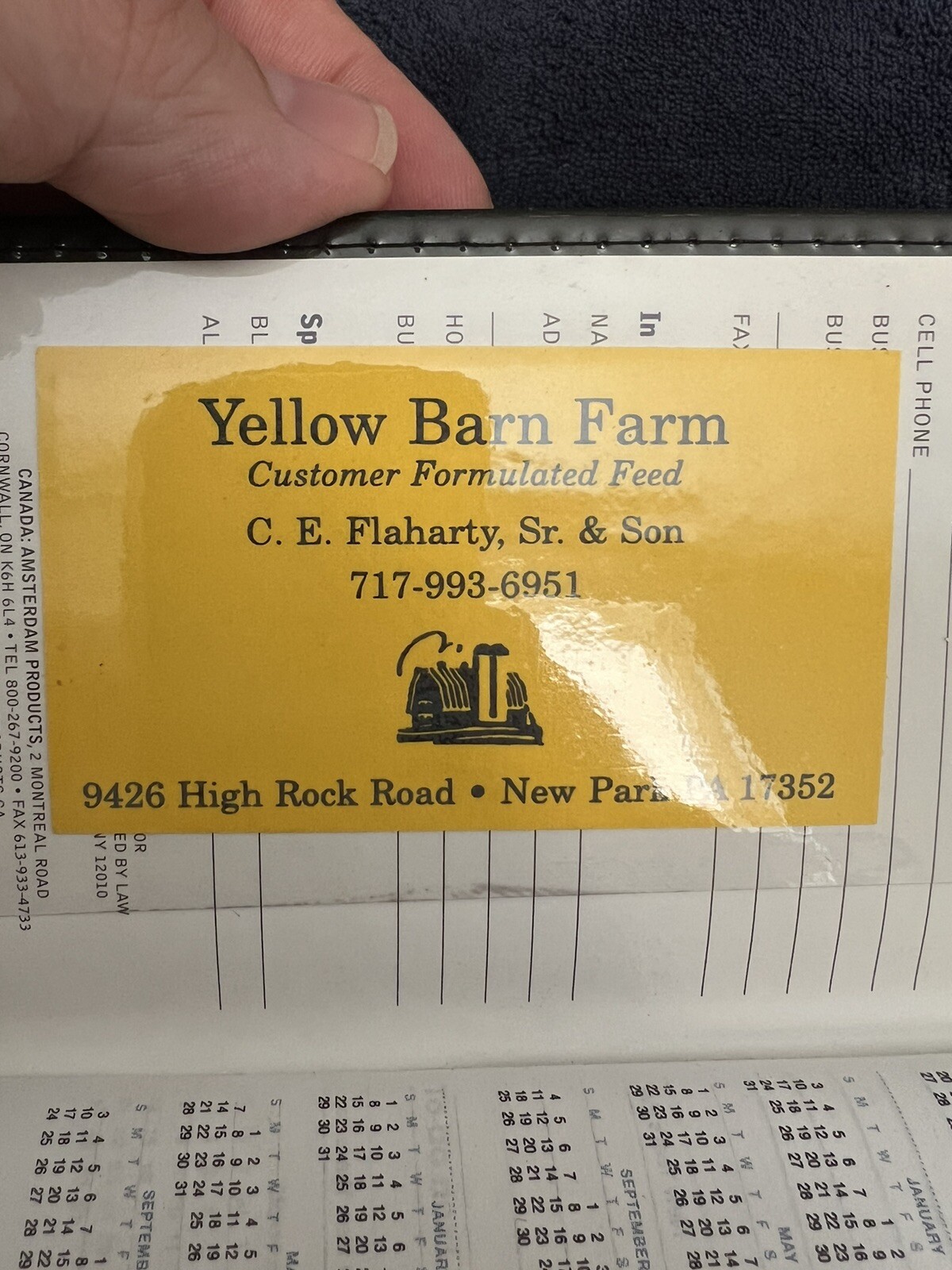 Yellow Barn Farms New Park PA Stewartstown Pa High Rock PA Calendar Book Rare