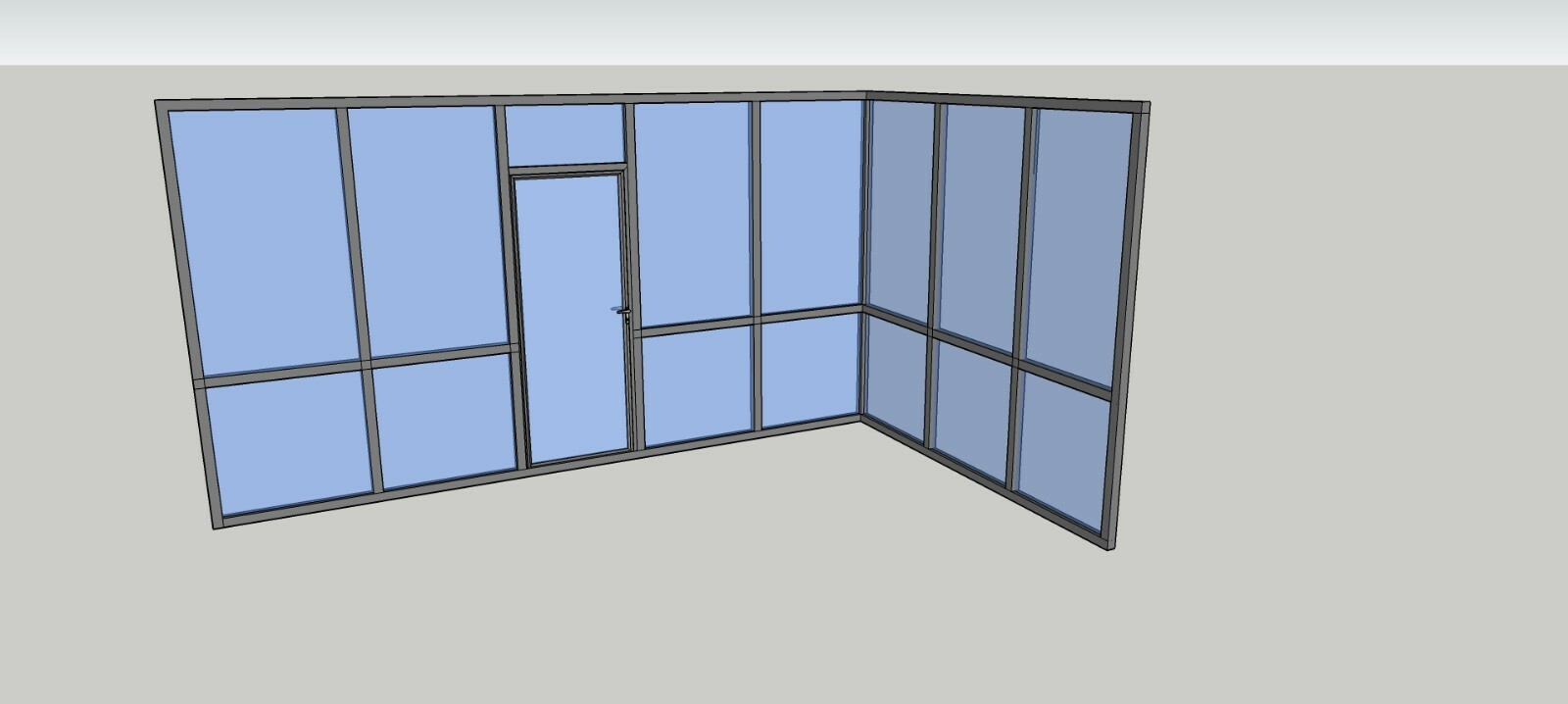 CGP Glass Aluminum 2Wall Office Partition System w/Door 14’x6’x9′ Clear Anodized