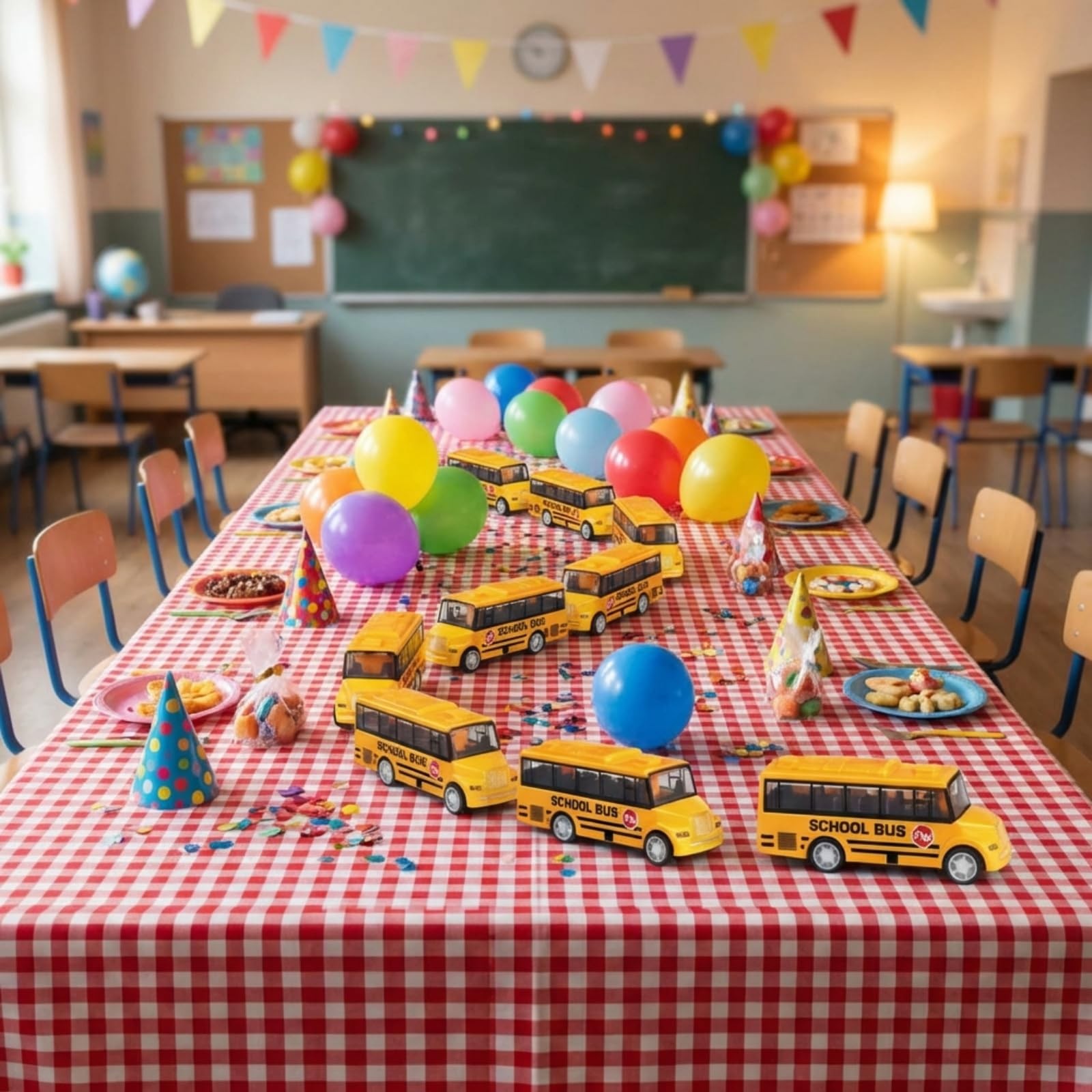 RoundFunny 12 Pcs Mini Yellow School Bus 1.1 x 1.38 x 3.86 inches,