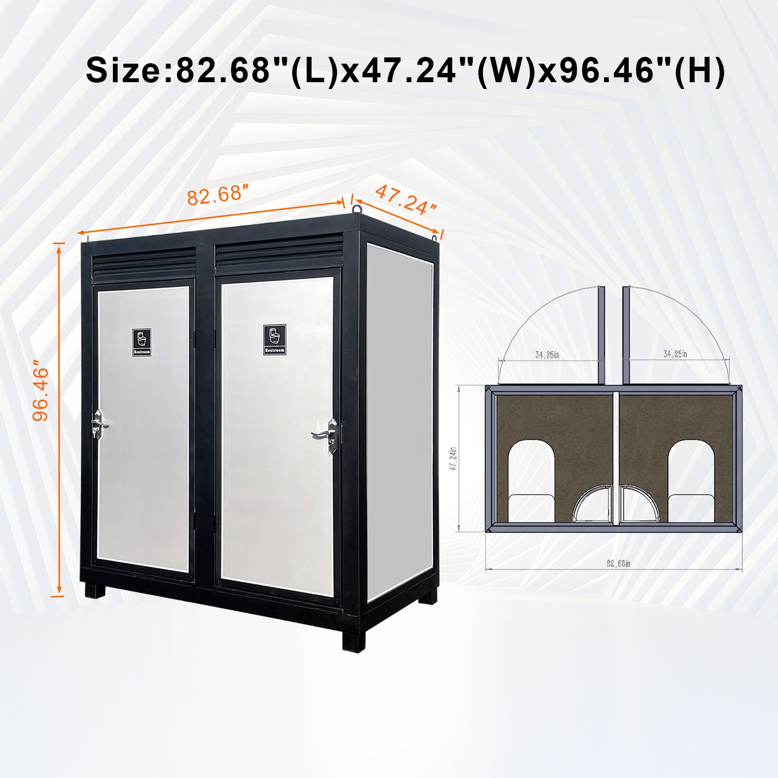 Two-Person Restroom Mobile Toilet Cabin Outdoor Restroom w/ Light Sink Vent Fan