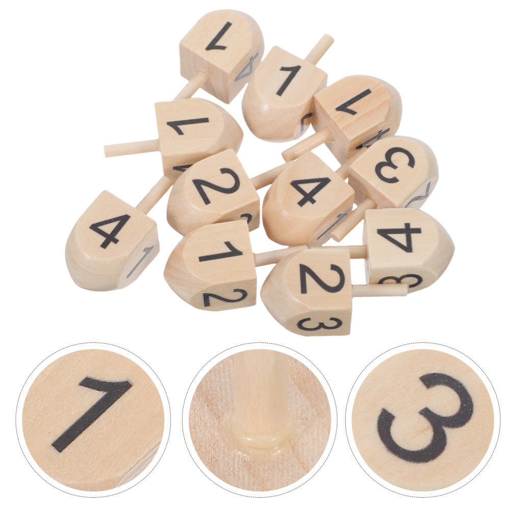 10 Pcs Festive Wooden Top Dreidel Paint Blank Ornaments for Crafting