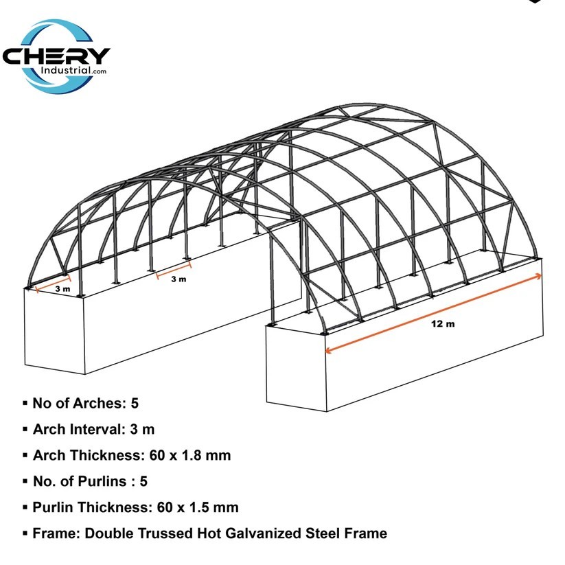 60’x40’x20′ Heavy Duty Double Truss Container Storage Shelter Garage Building