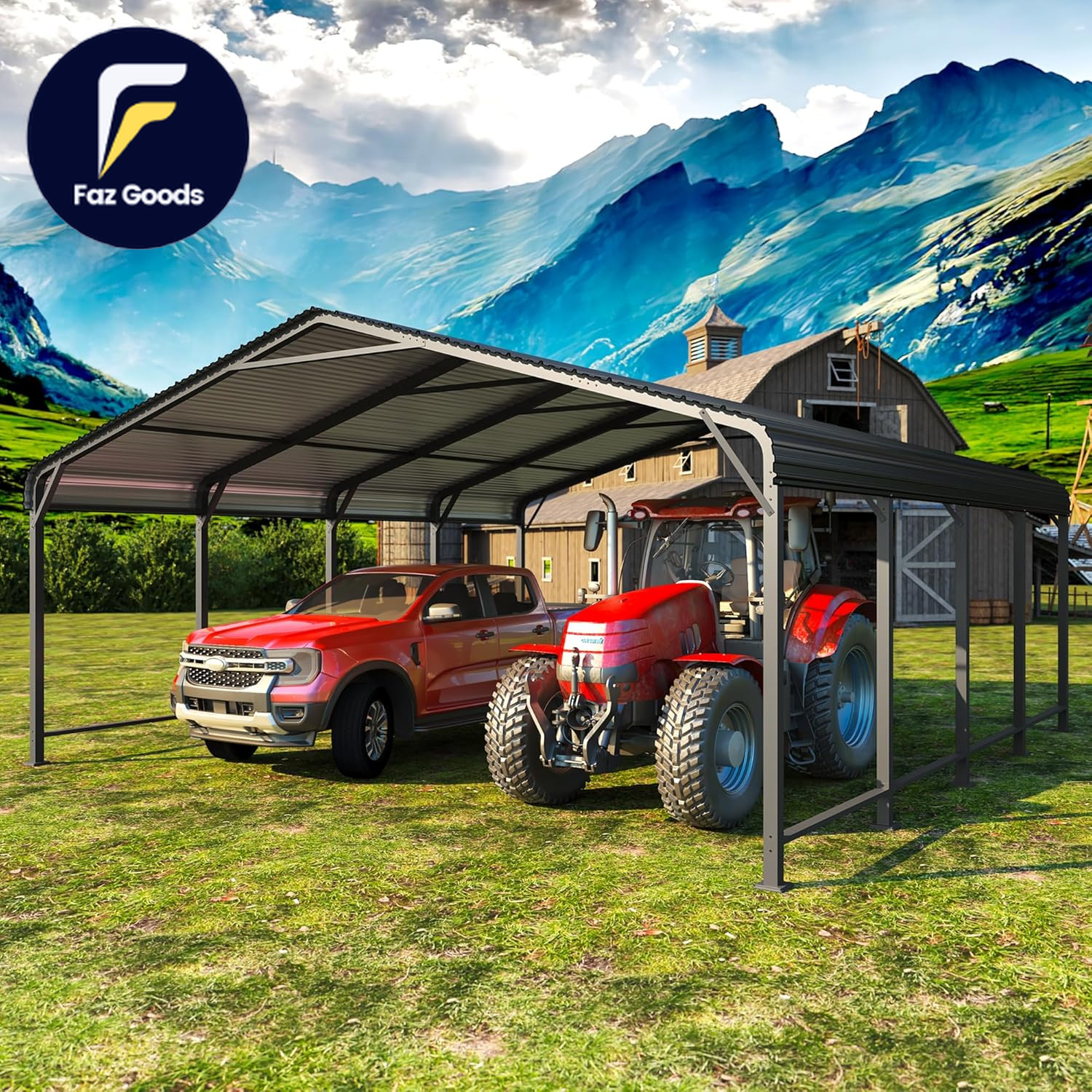 20′ X 20′ Metal Carport with Updated Roof & Enhanced Base Heavy Duty Canopy