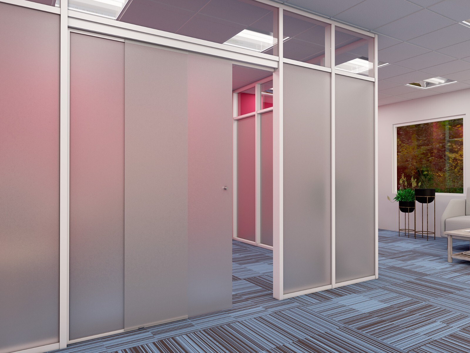CGP Single-Slide Door System, Glass Aluminum Wall 11′ x 8′, Clear Anodized