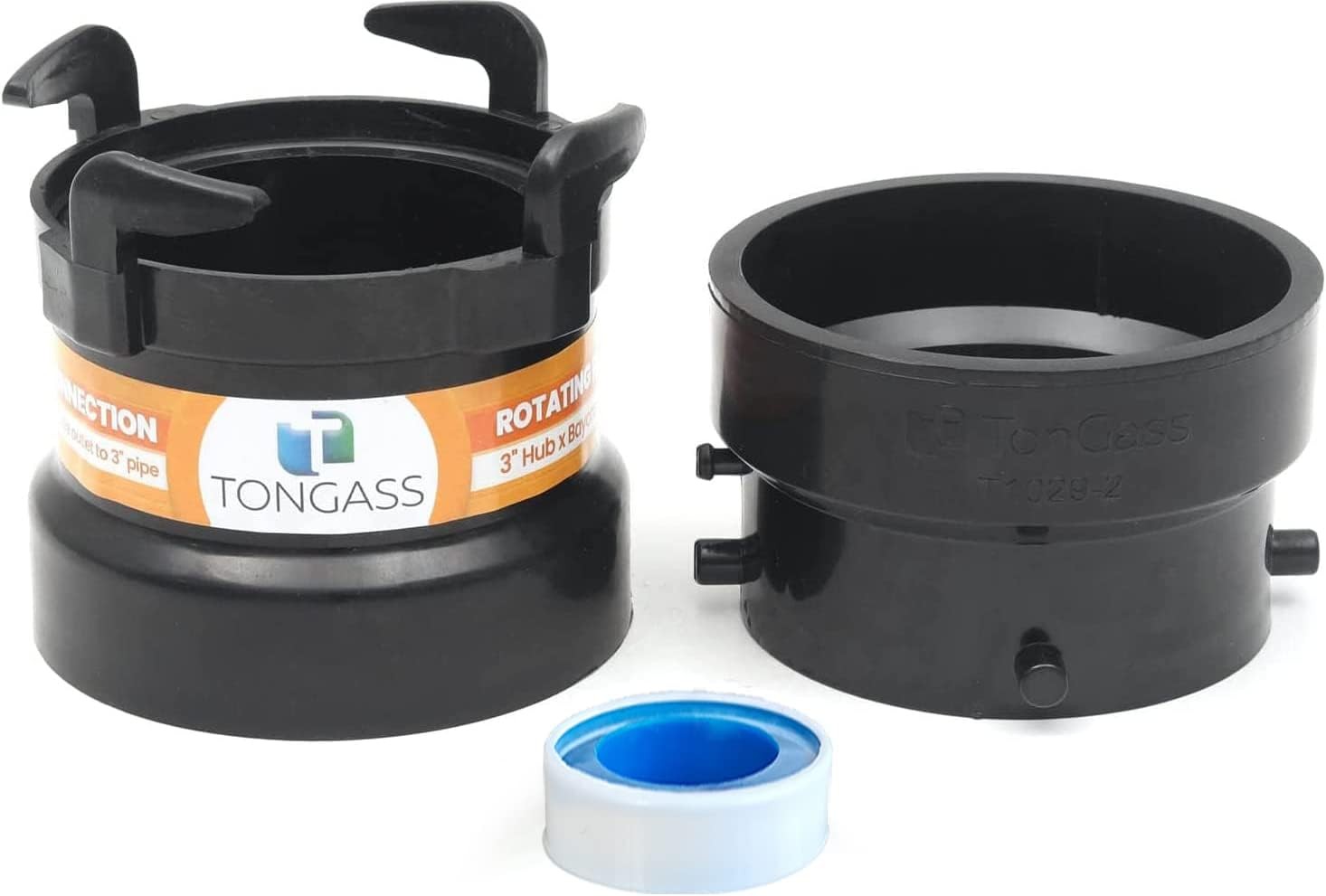 TonGass (Combo Pack) RV Sewer Hose Fitting Adapter Not Threaded Port, Black