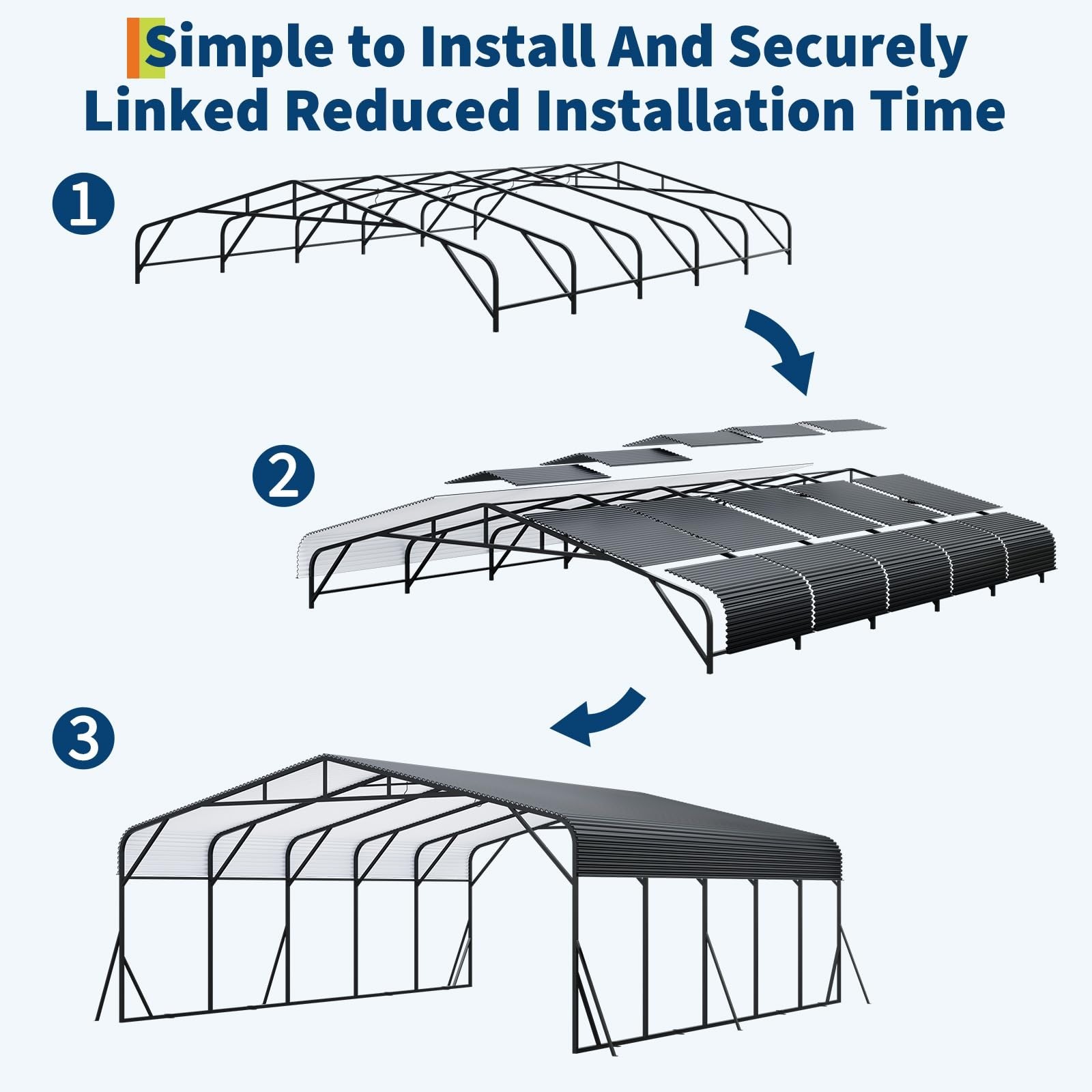 20′ x 25′ Carport Outdoor Heavy Duty Metal Galvanized Steel Car Shelter Garage