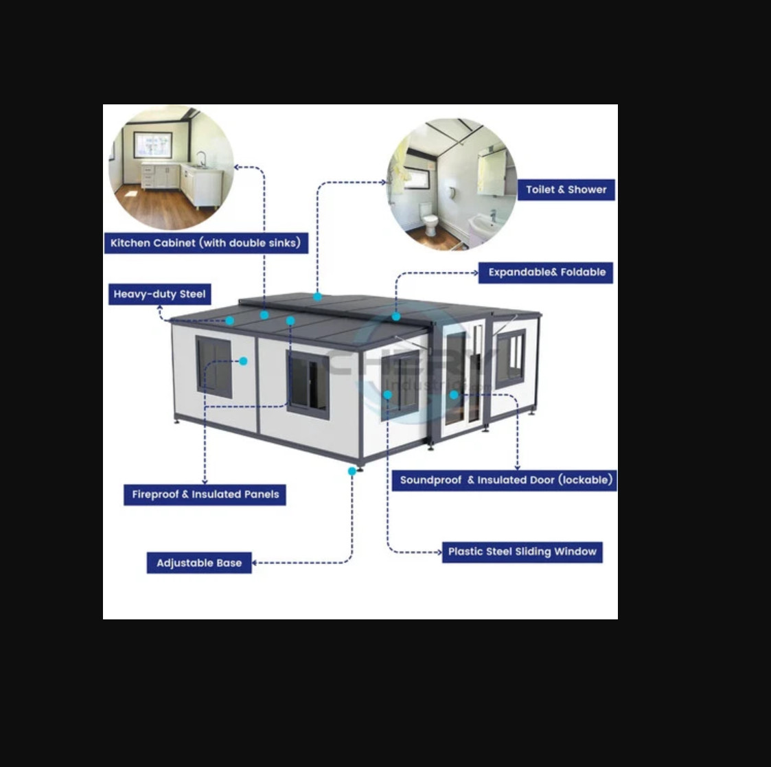 13x20ft Fast Installation Expandable Prefab House Mobile Office W/ Rain Shower