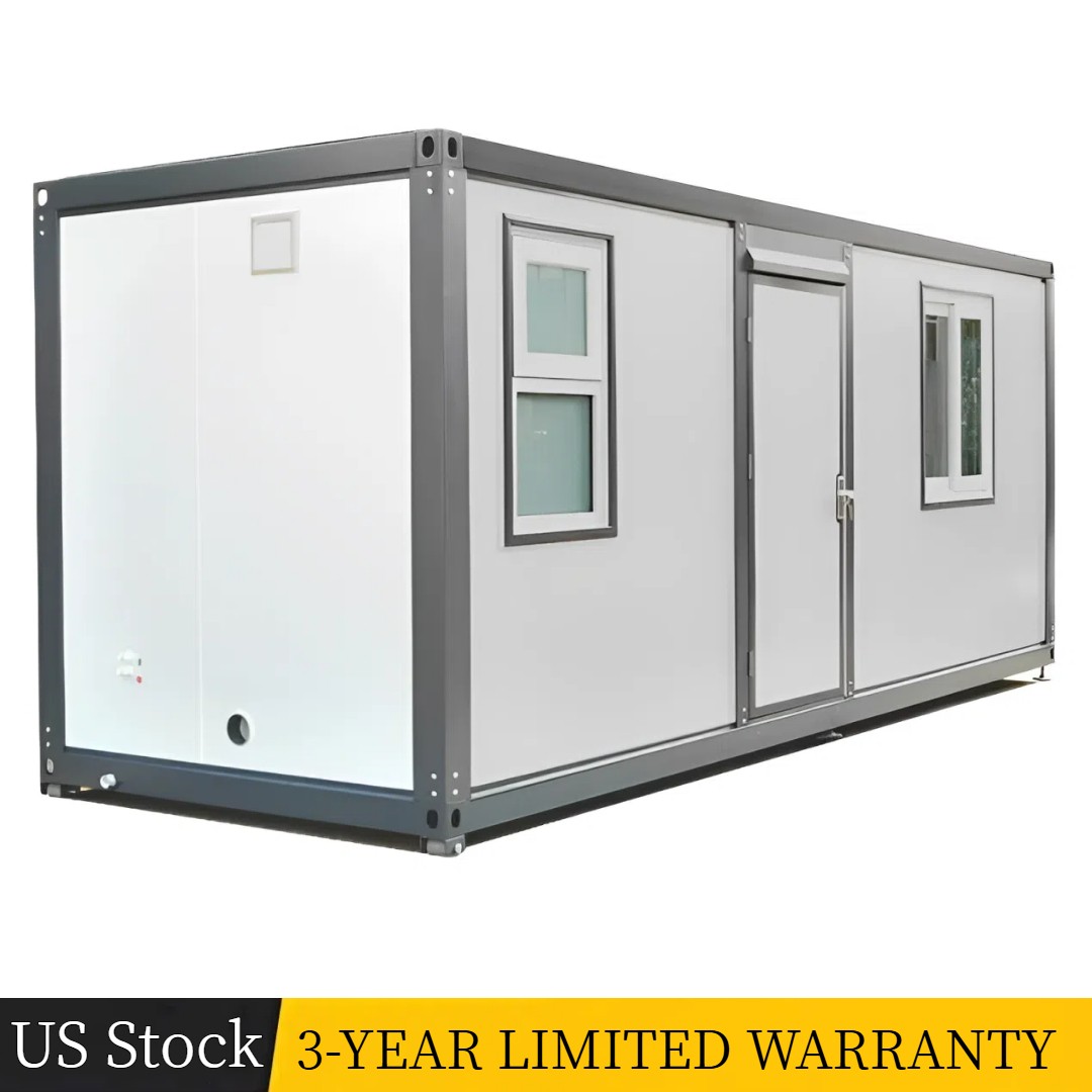 7ftx20ft Portable Office w/ Bathroom Steel Frame Double-Glazed Openable Windows