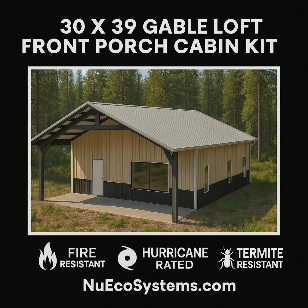 CALIFORNIA FIRE RESISTANT 30 X 40 GALVANIZED STEEL CABIN KIT OR HOME KIT