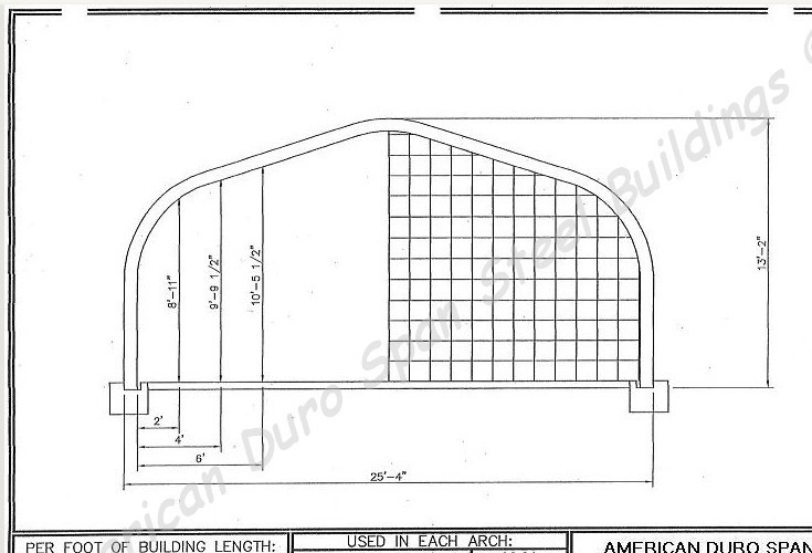 25x42x13 Engineered Steel Building Kit | DuroSPAN Clear-Span Arch Open DIY Ends