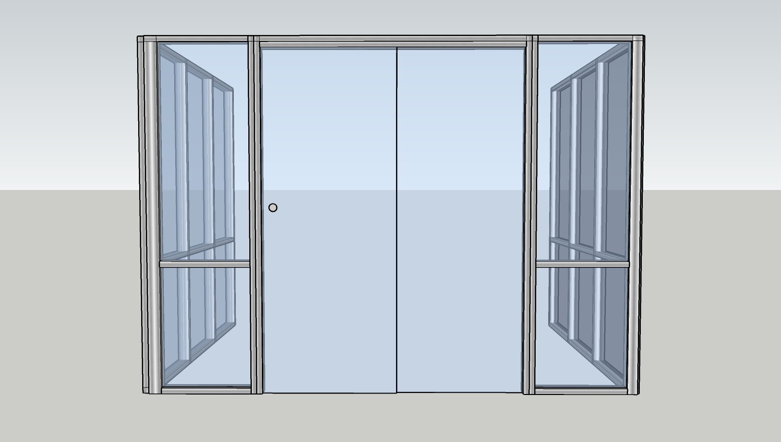 CGP Single-Slide Door System, Glass Aluminum 3-Wall 11’x8’x8’x8′,Clear Anodized