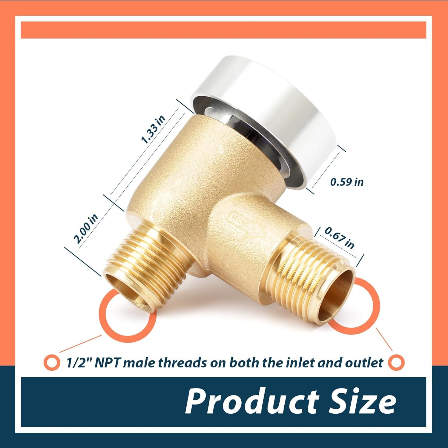 Upgraded Brass RV Vacuum Breaker Check Valve, 571-VAC-CHK-A Camper 0.5 inches