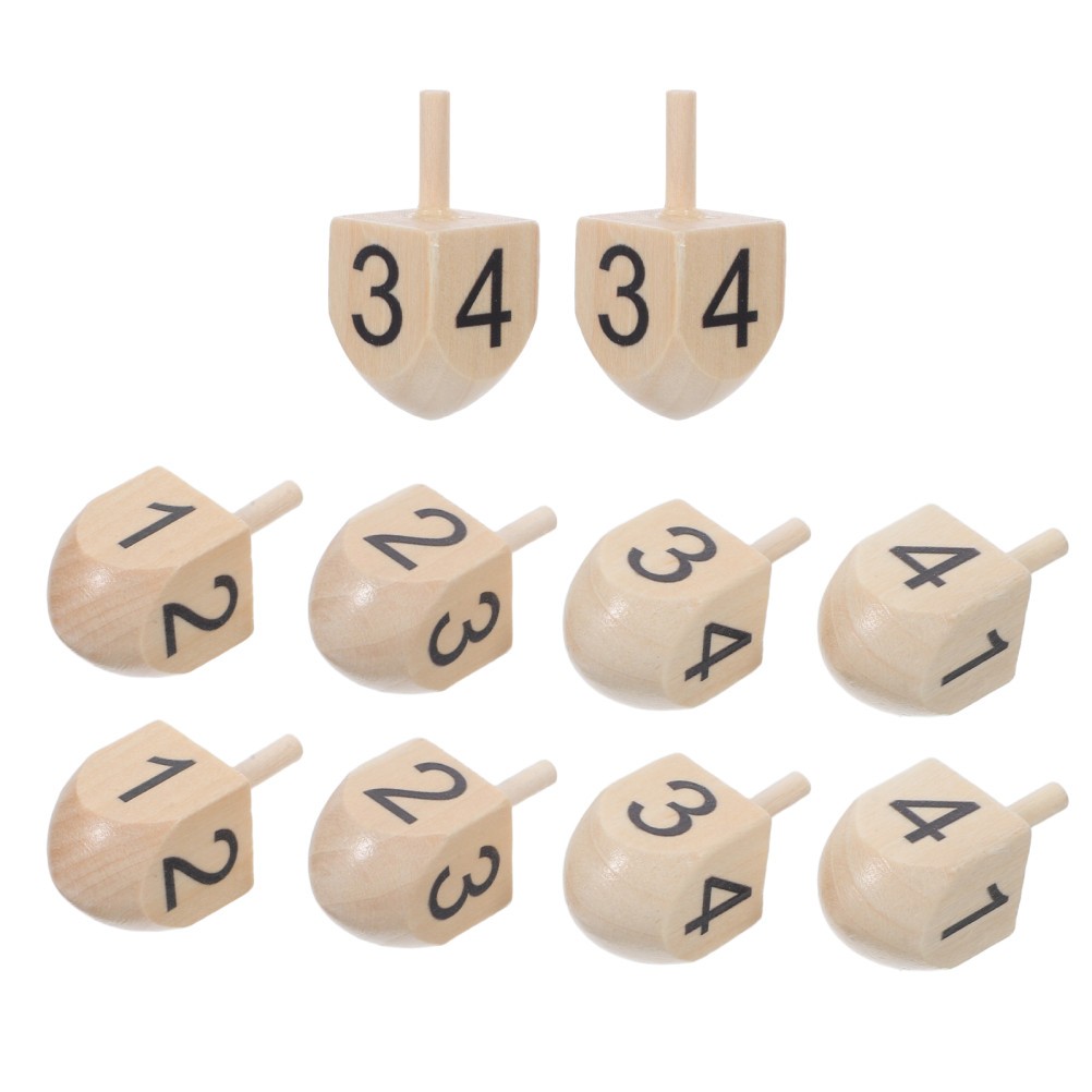 10 Pcs Festive Wooden Top Dreidel Paint Blank Ornaments for Crafting
