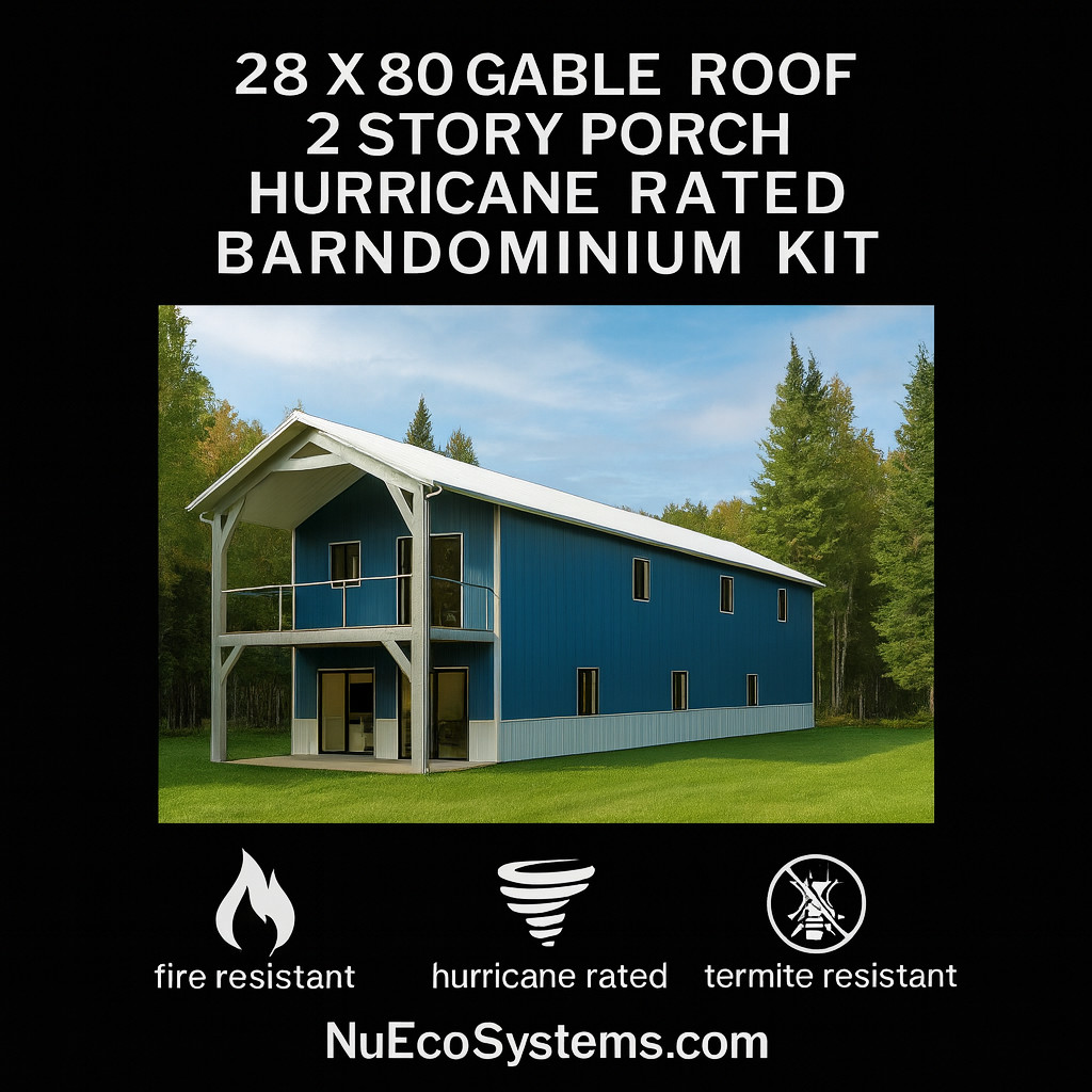 FLORIDA & TEXAS HURRICANE RATED Gable 2 Story Galvanized Steel Barndominium Kit